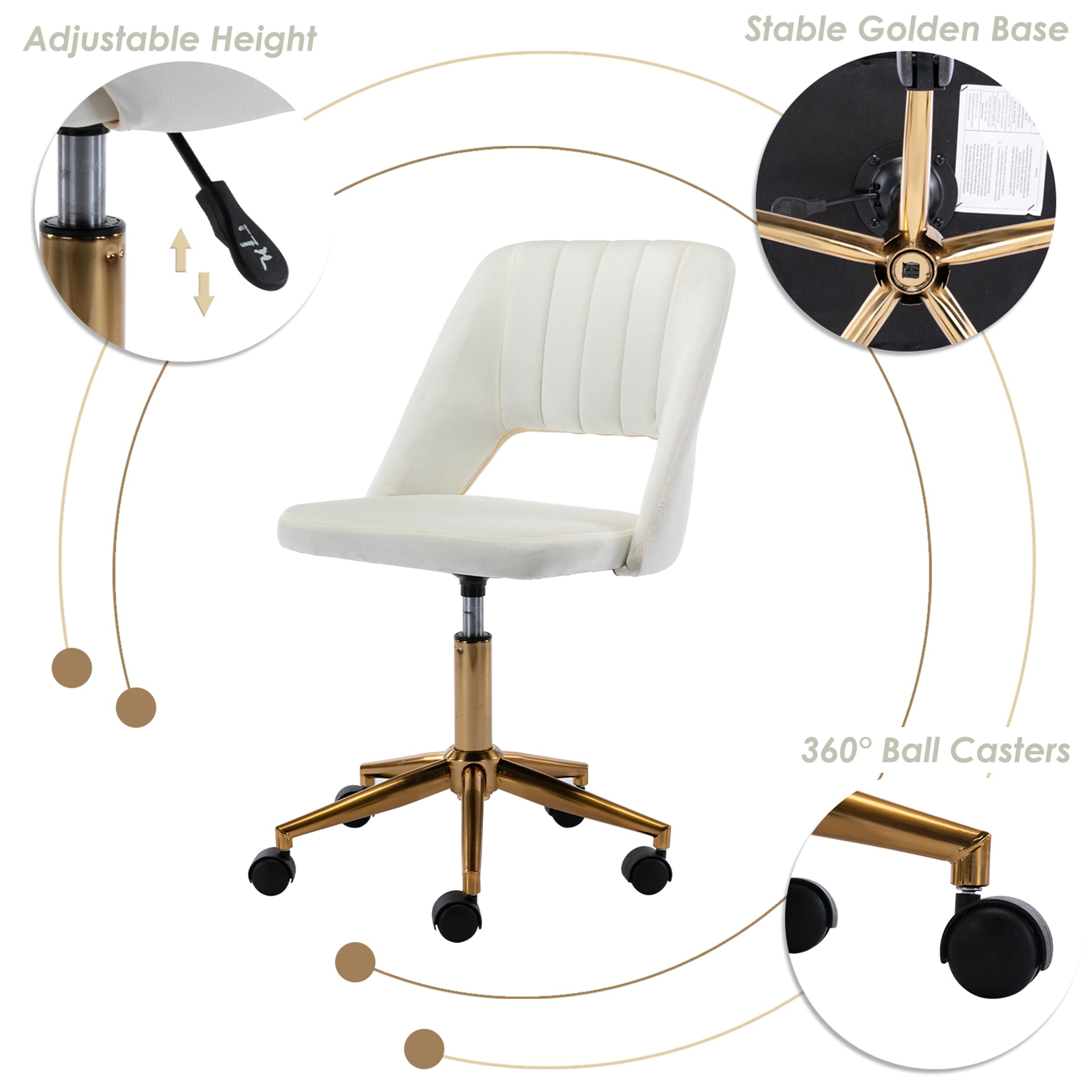 CHICAURA Hollow Back Desk Chair 1 PCS - 8441OC