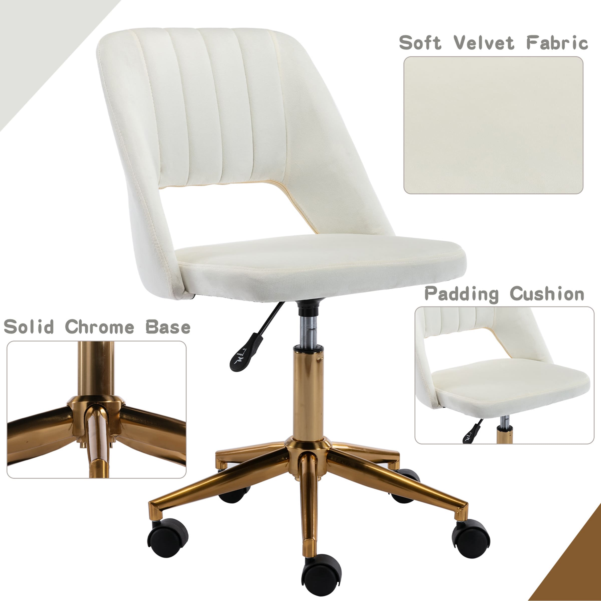 CHICAURA Hollow Back Desk Chair 1 PCS - 8441OC