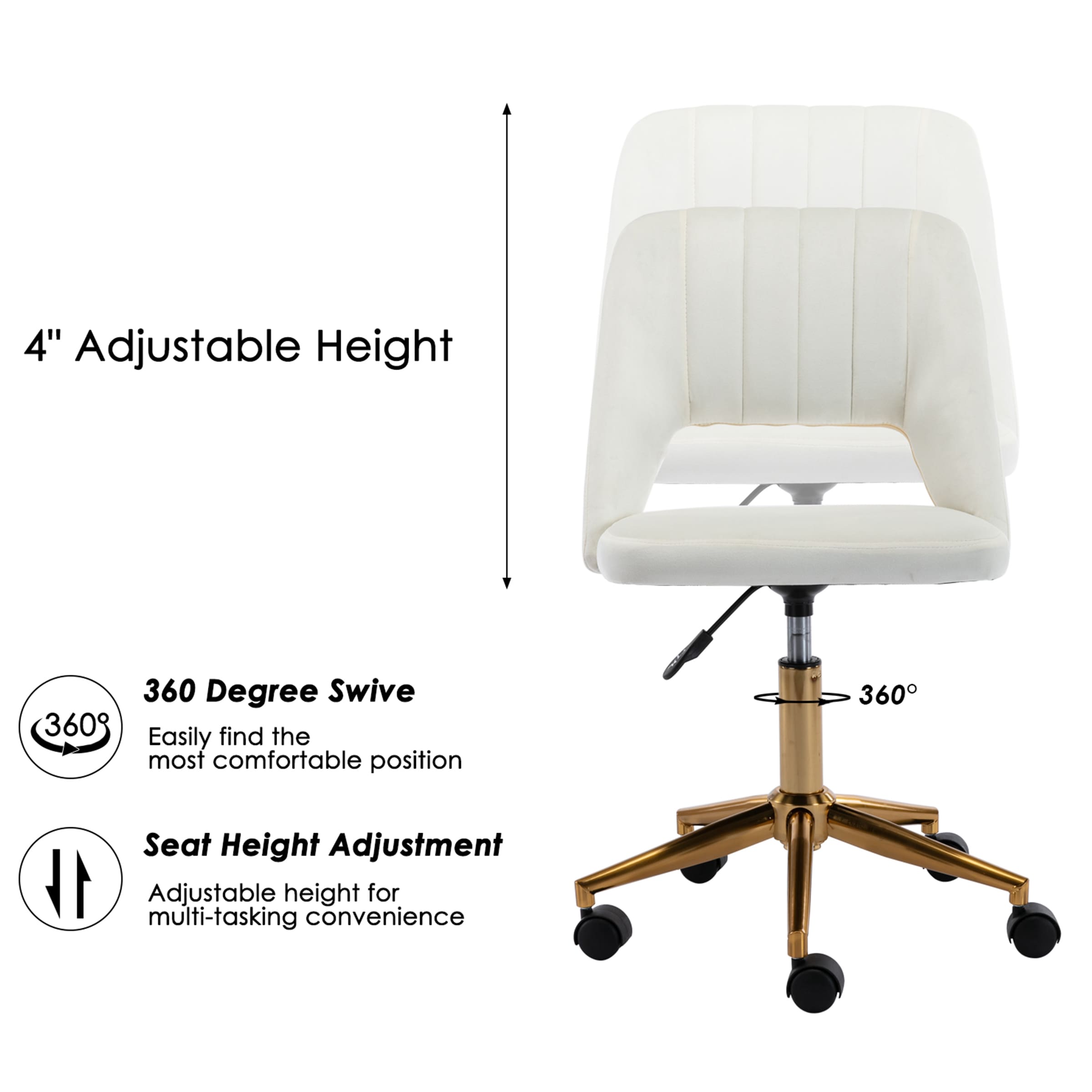 CHICAURA Hollow Back Desk Chair 1 PCS - 8441OC