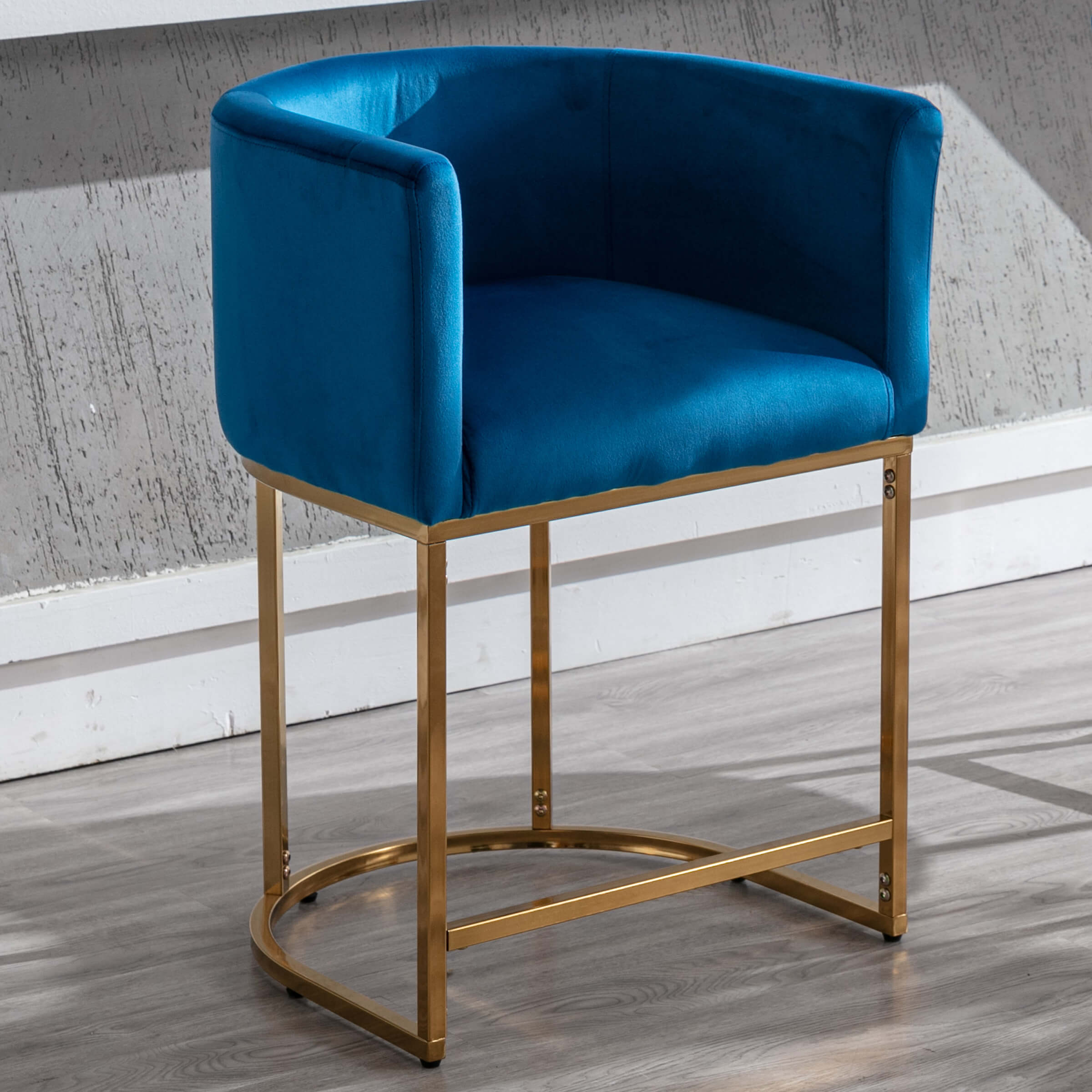 Blue velvet version of the bar stool
