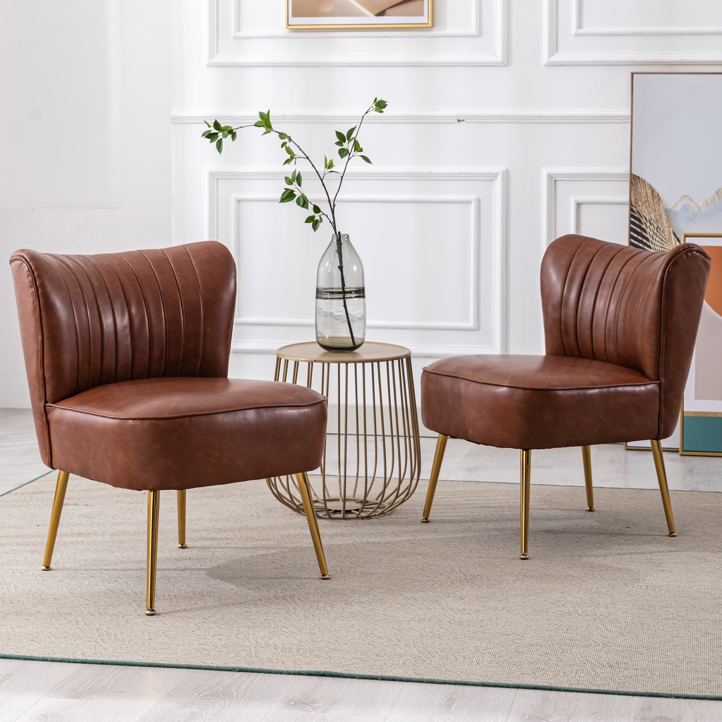 CHICAURA Mid Century Armless Accent Chair Set of 2 - XXX6AC
