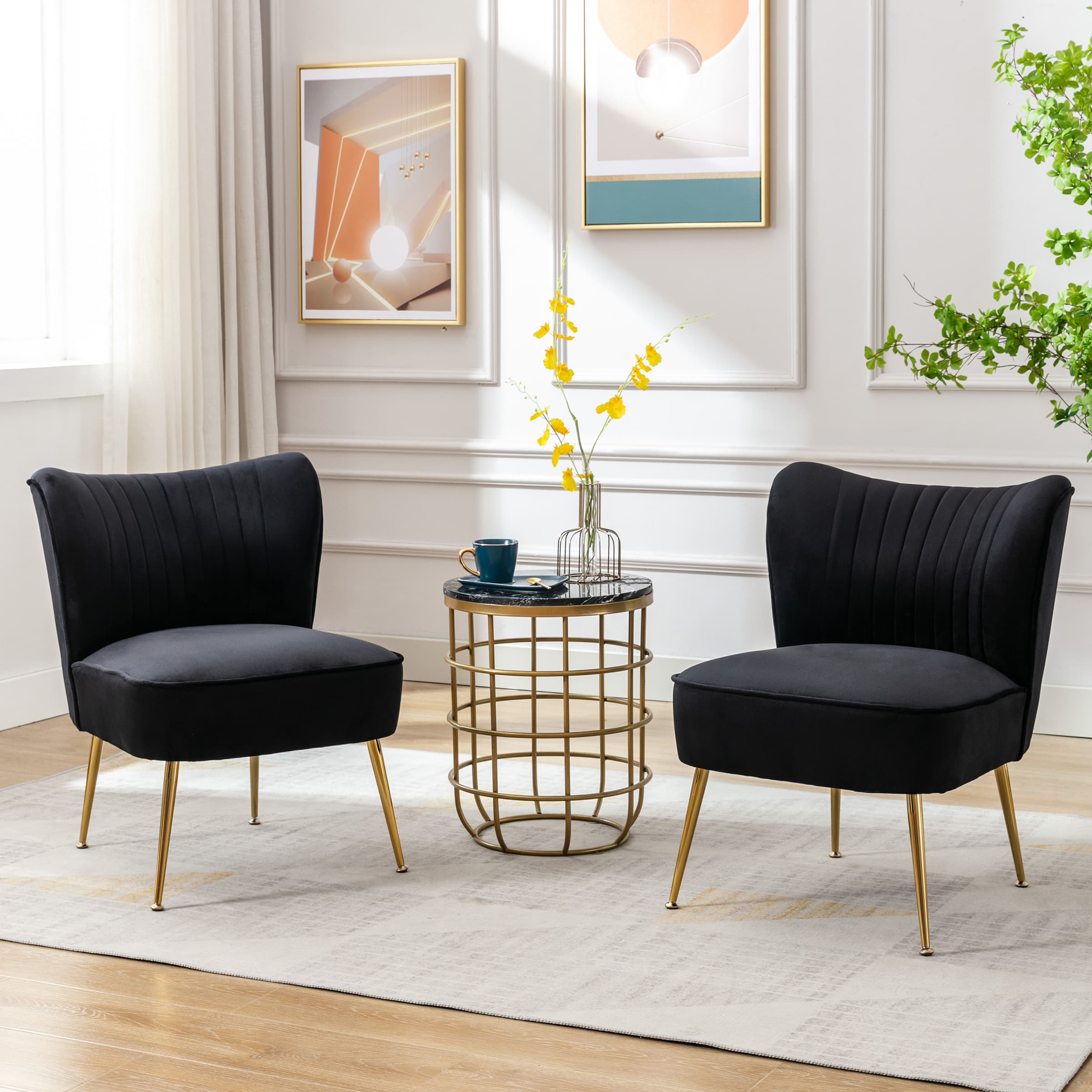 CHICAURA Mid Century Armless Accent Chair Set of 2 - XXX6AC