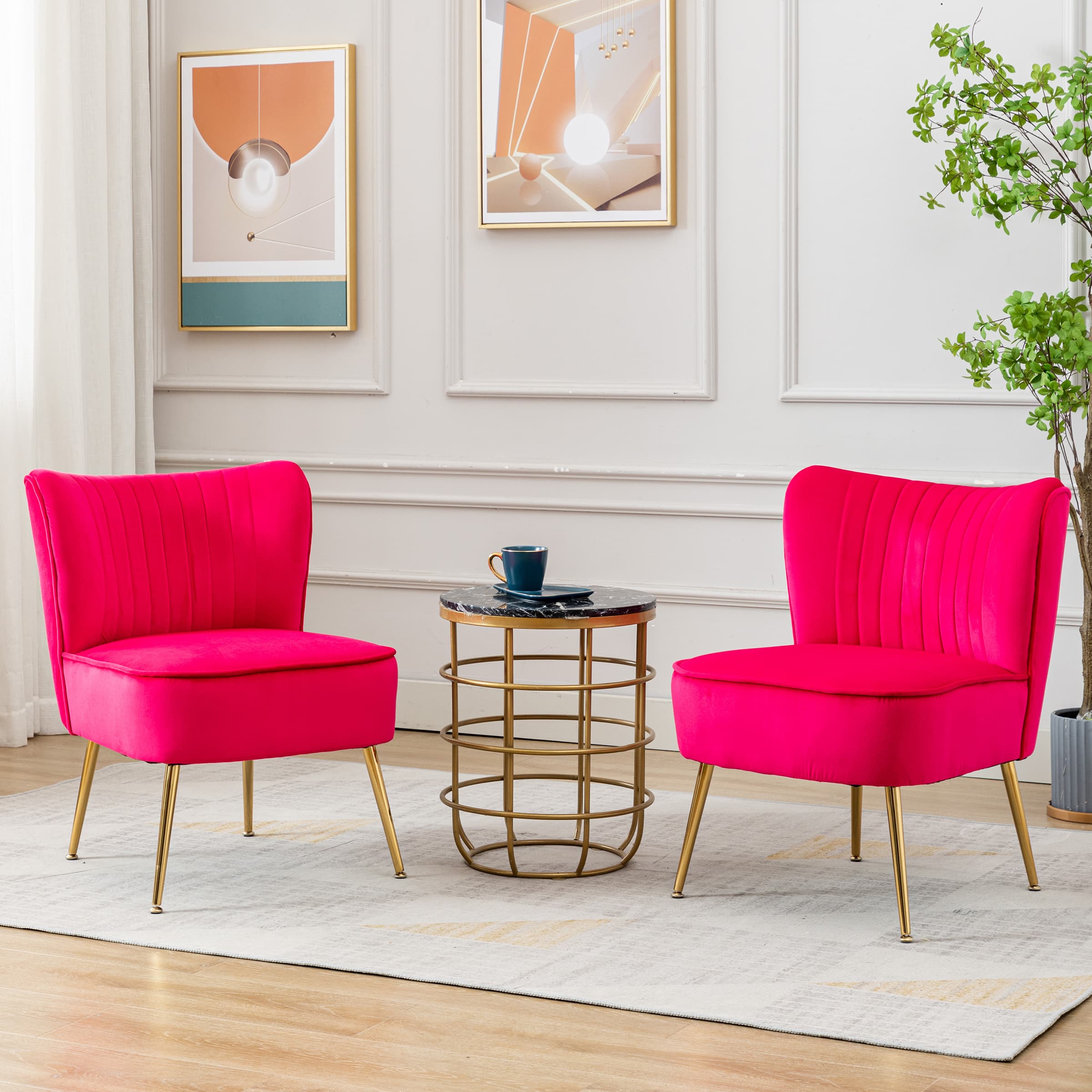 CHICAURA Mid Century Armless Accent Chair Set of 2 - XXX6AC