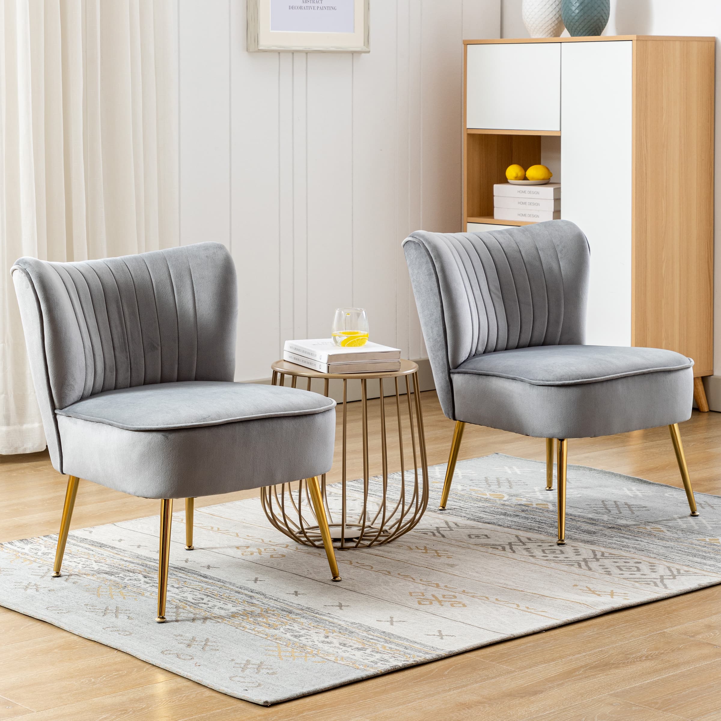 CHICAURA Mid Century Armless Accent Chair Set of 2 - XXX6AC