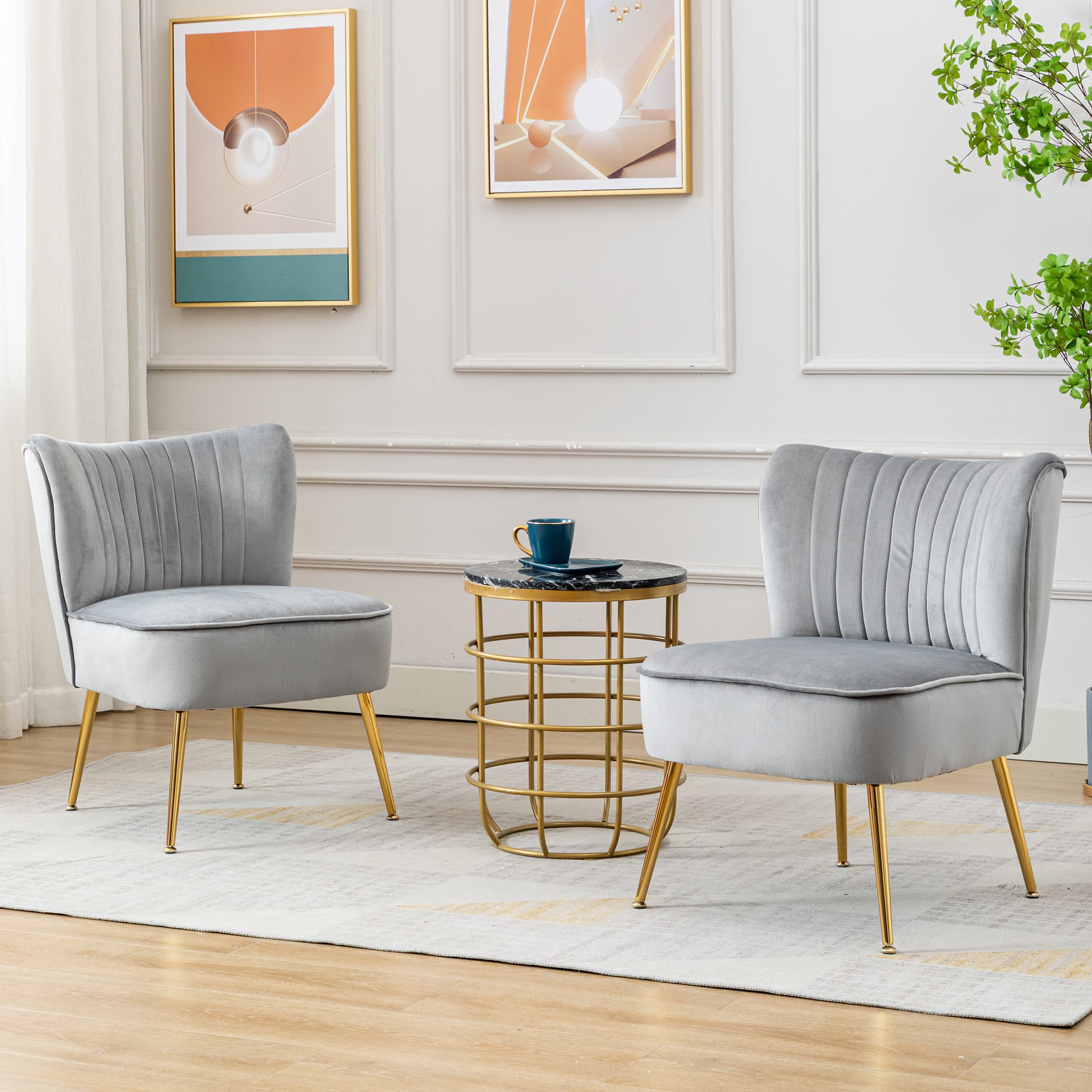 CHICAURA Mid Century Armless Accent Chair Set of 2 - XXX6AC