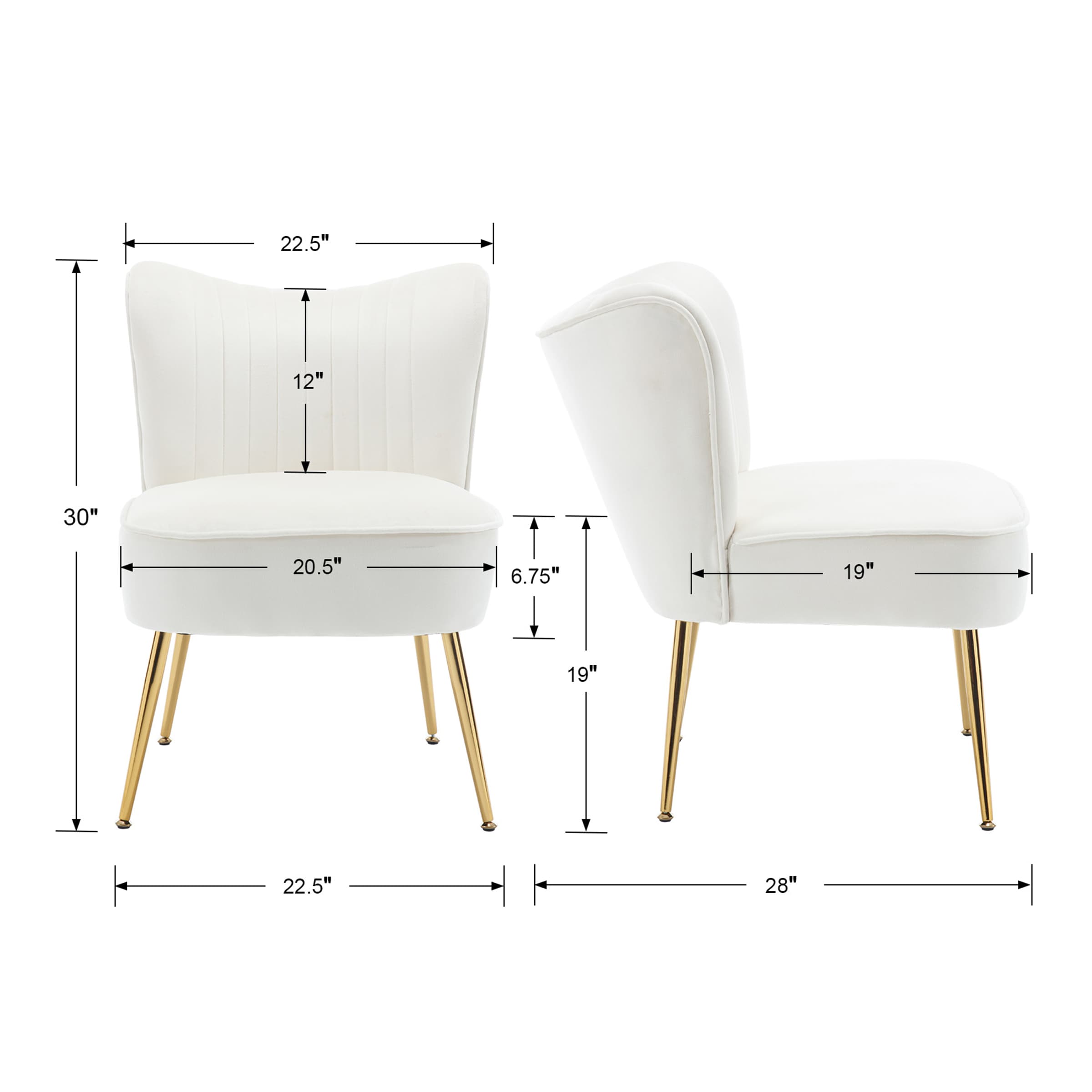 CHICAURA Mid Century Armless Accent Chair Set of 2 - XXX6AC