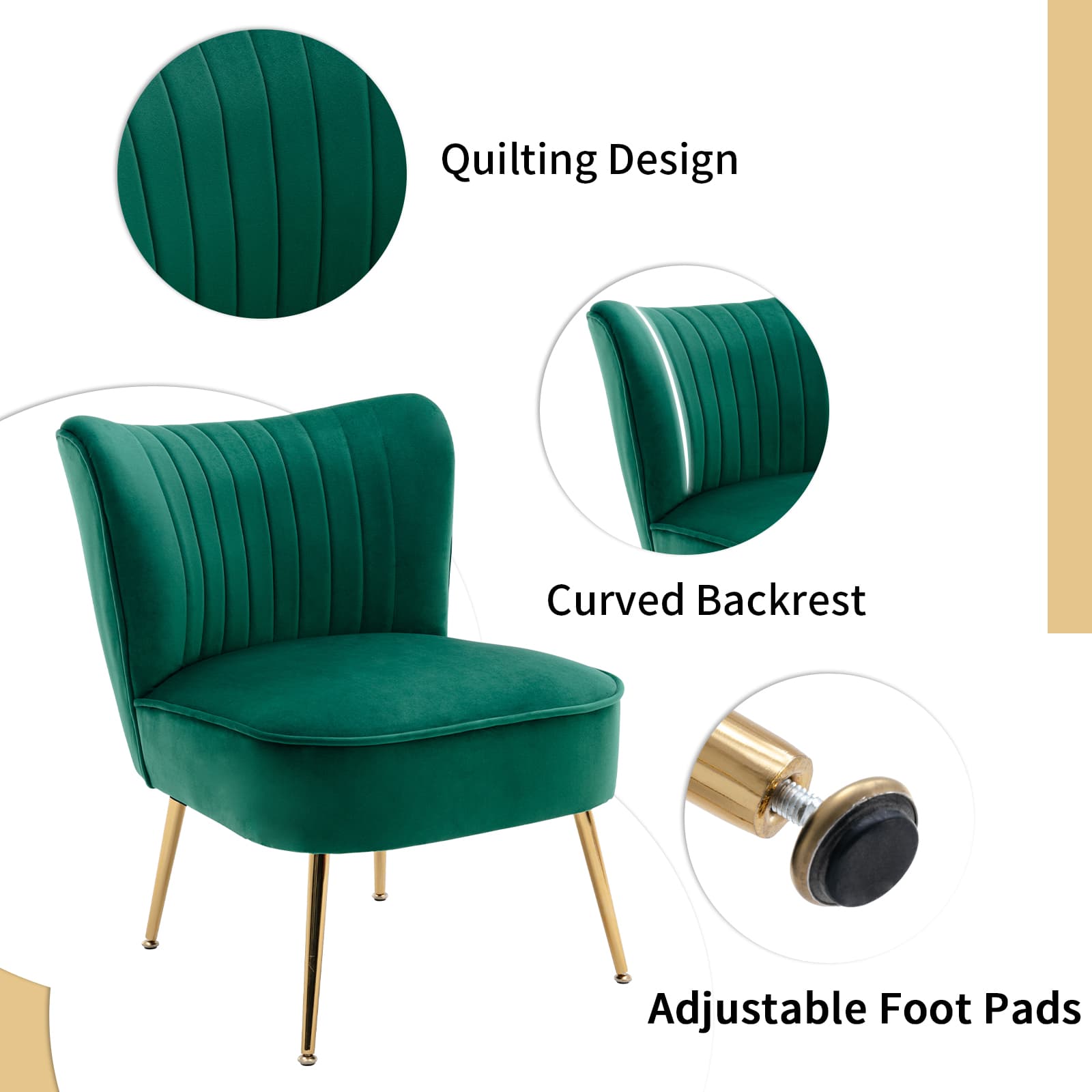 CHICAURA Mid Century Armless Accent Chair Set of 2 - XXX6AC