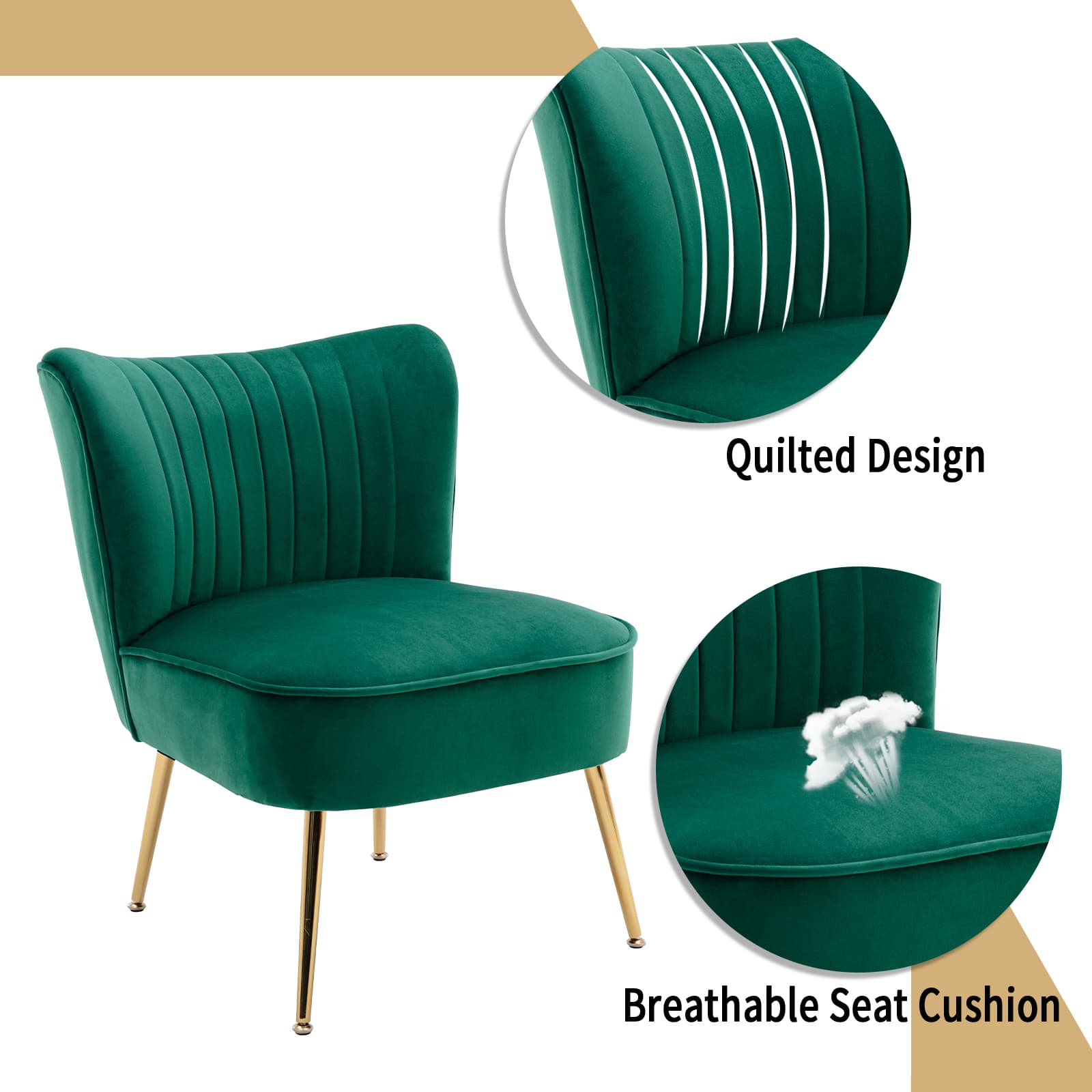 CHICAURA Mid Century Armless Accent Chair Set of 2 - XXX6AC