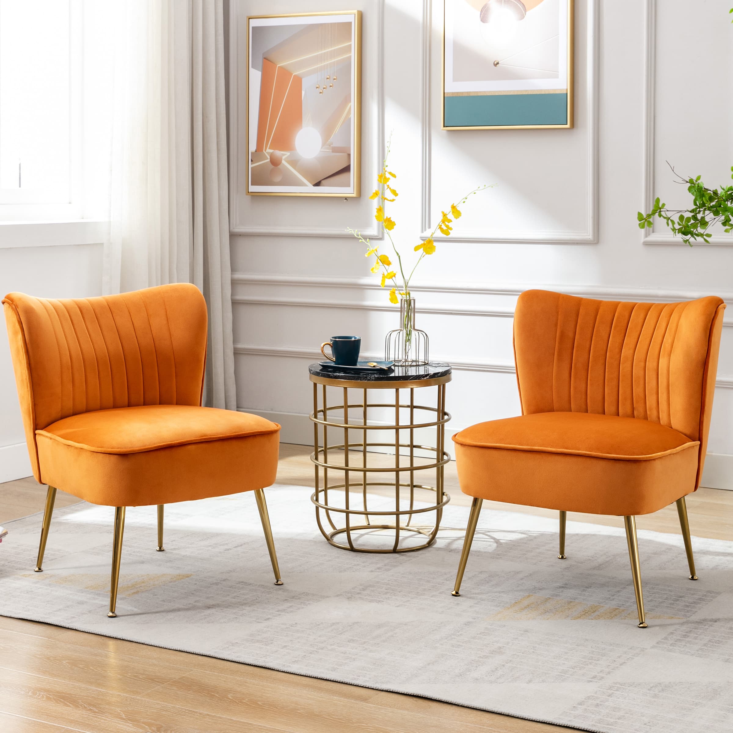 CHICAURA Mid Century Armless Accent Chair Set of 2 - XXX6AC