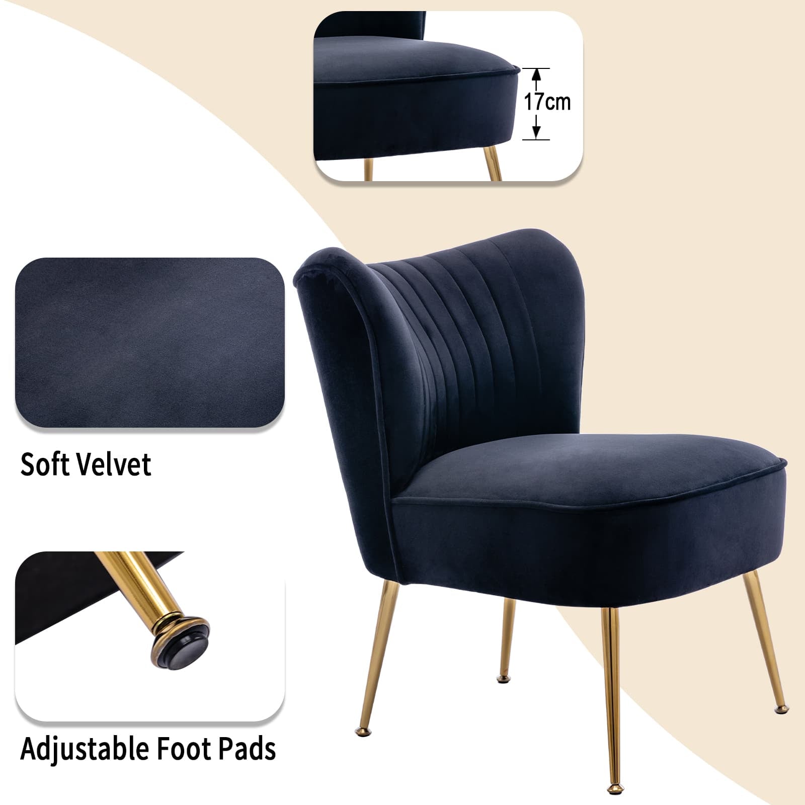 CHICAURA Mid Century Armless Accent Chair Set of 2 - XXX6AC
