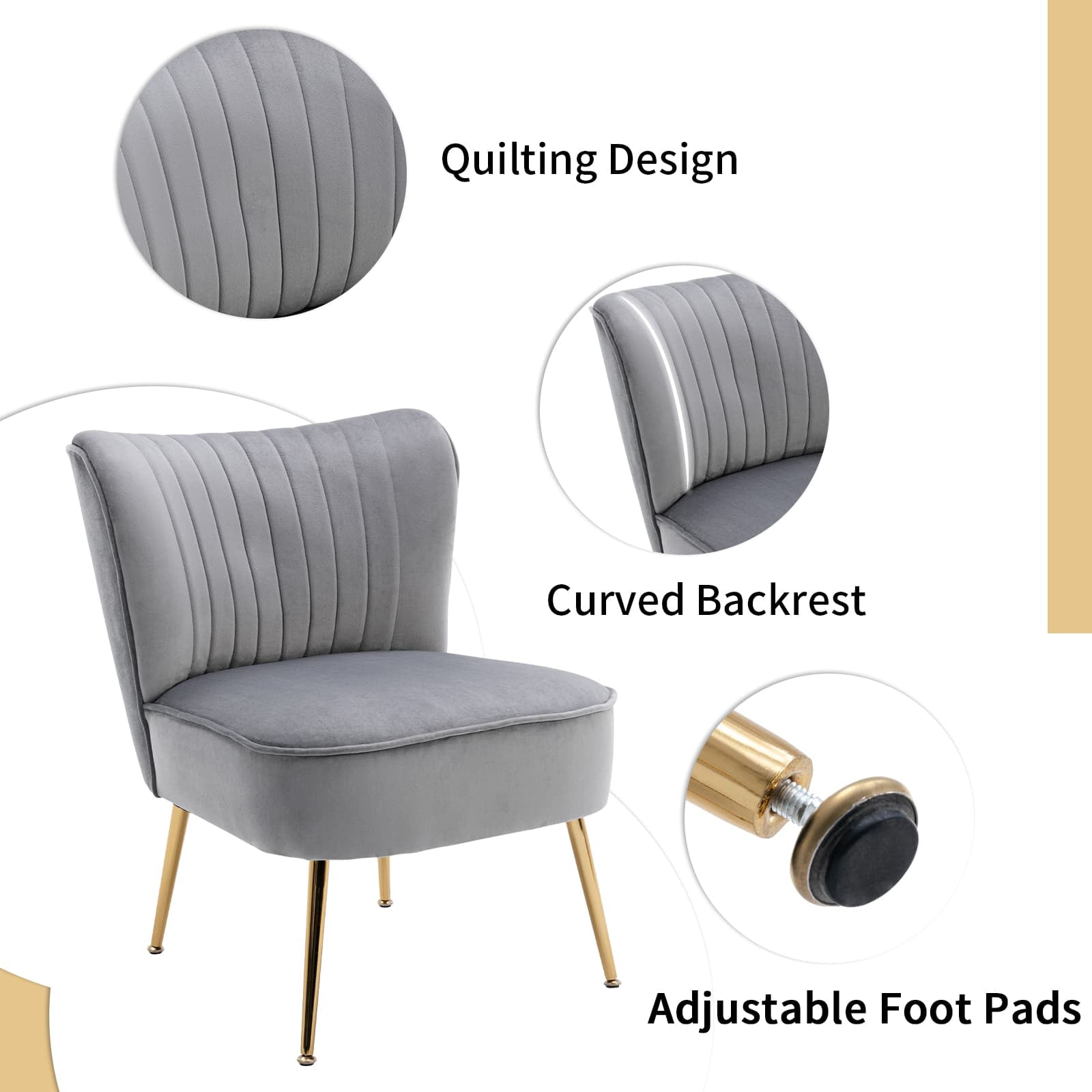 CHICAURA Mid Century Armless Accent Chair Set of 2 - XXX6AC