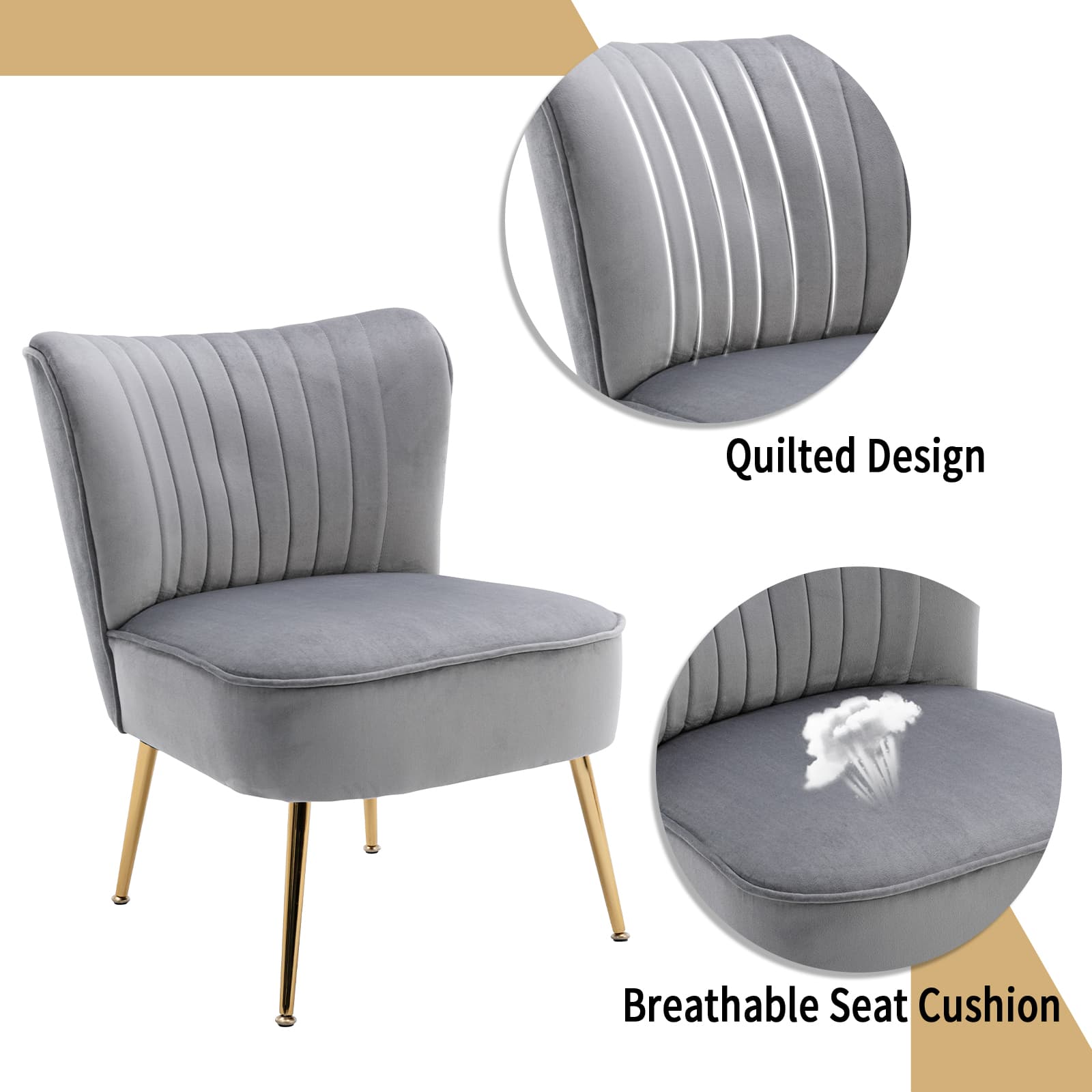 CHICAURA Mid Century Armless Accent Chair Set of 2 - XXX6AC