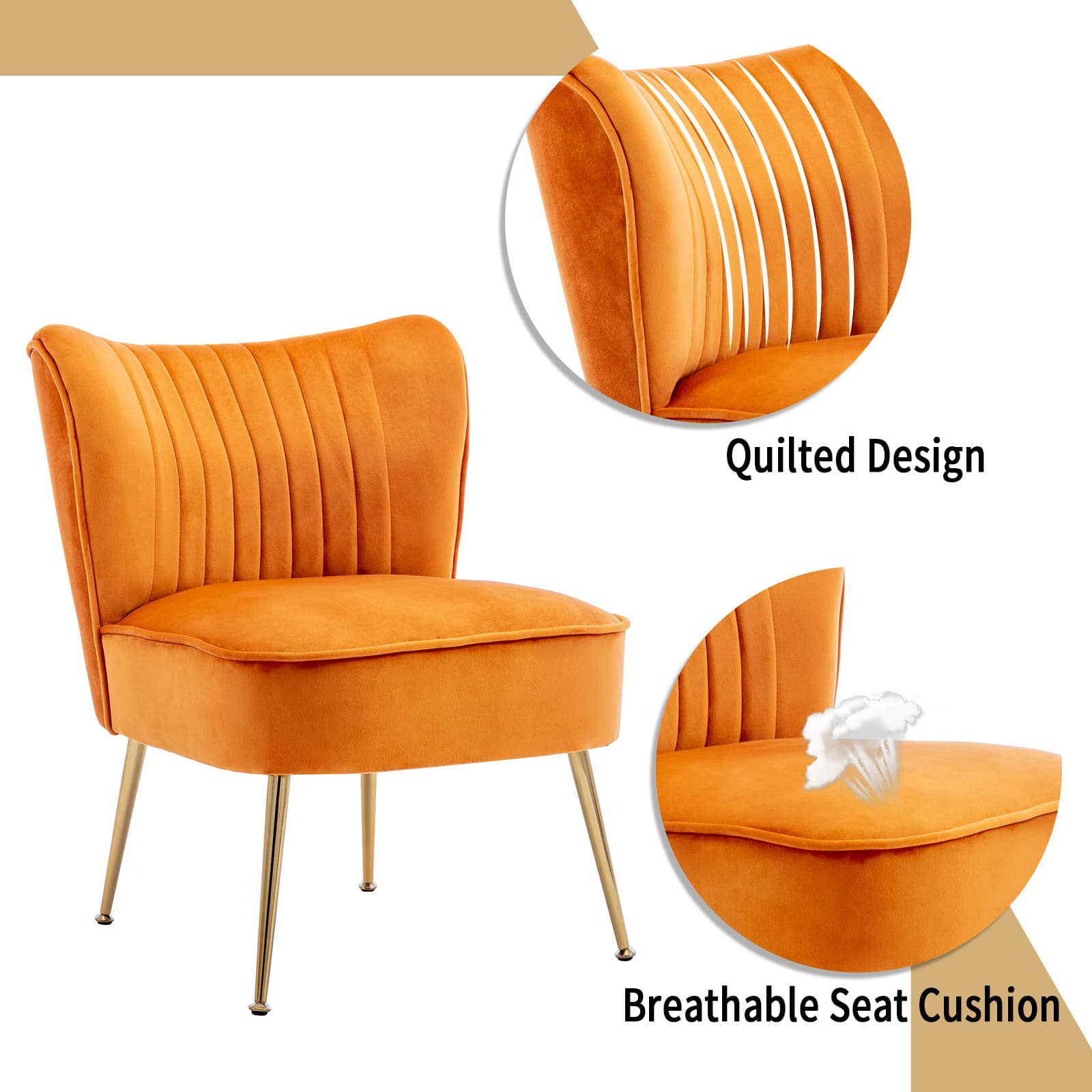 CHICAURA Mid Century Armless Accent Chair Set of 2 - XXX6AC