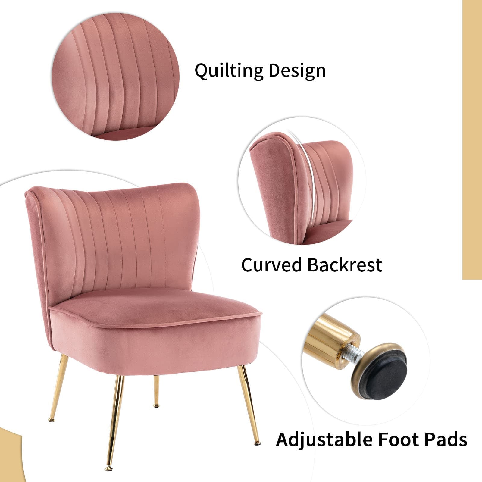 CHICAURA Mid Century Armless Accent Chair Set of 2 - XXX6AC