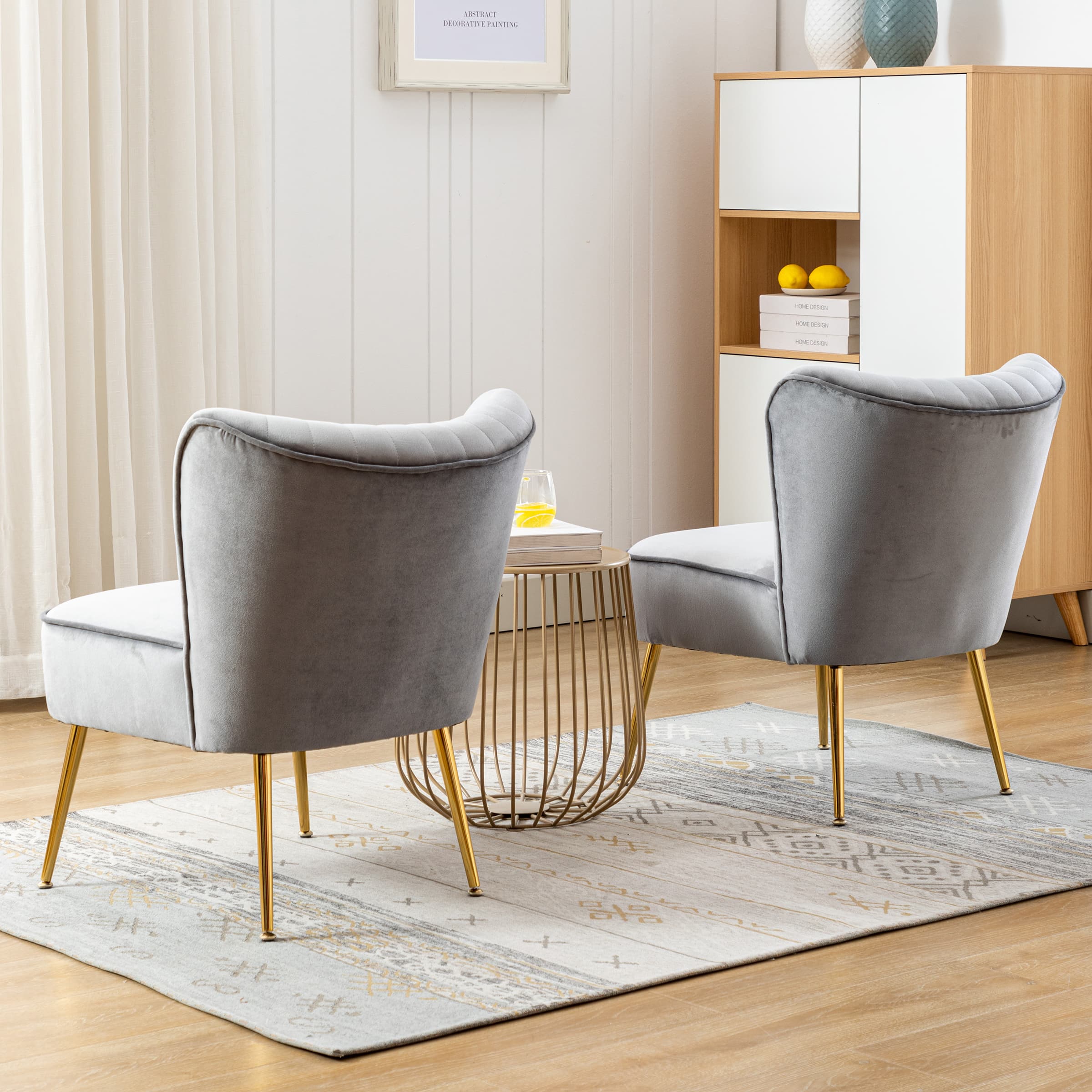 CHICAURA Mid Century Armless Accent Chair Set of 2 - XXX6AC