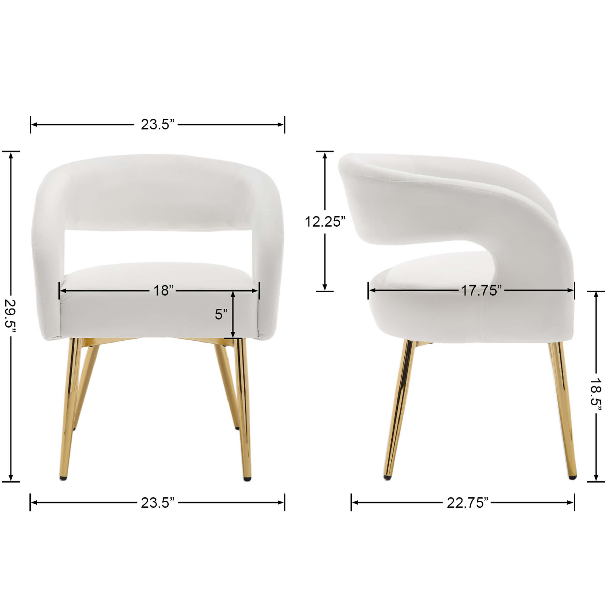 Dimension diagram of chair from product page