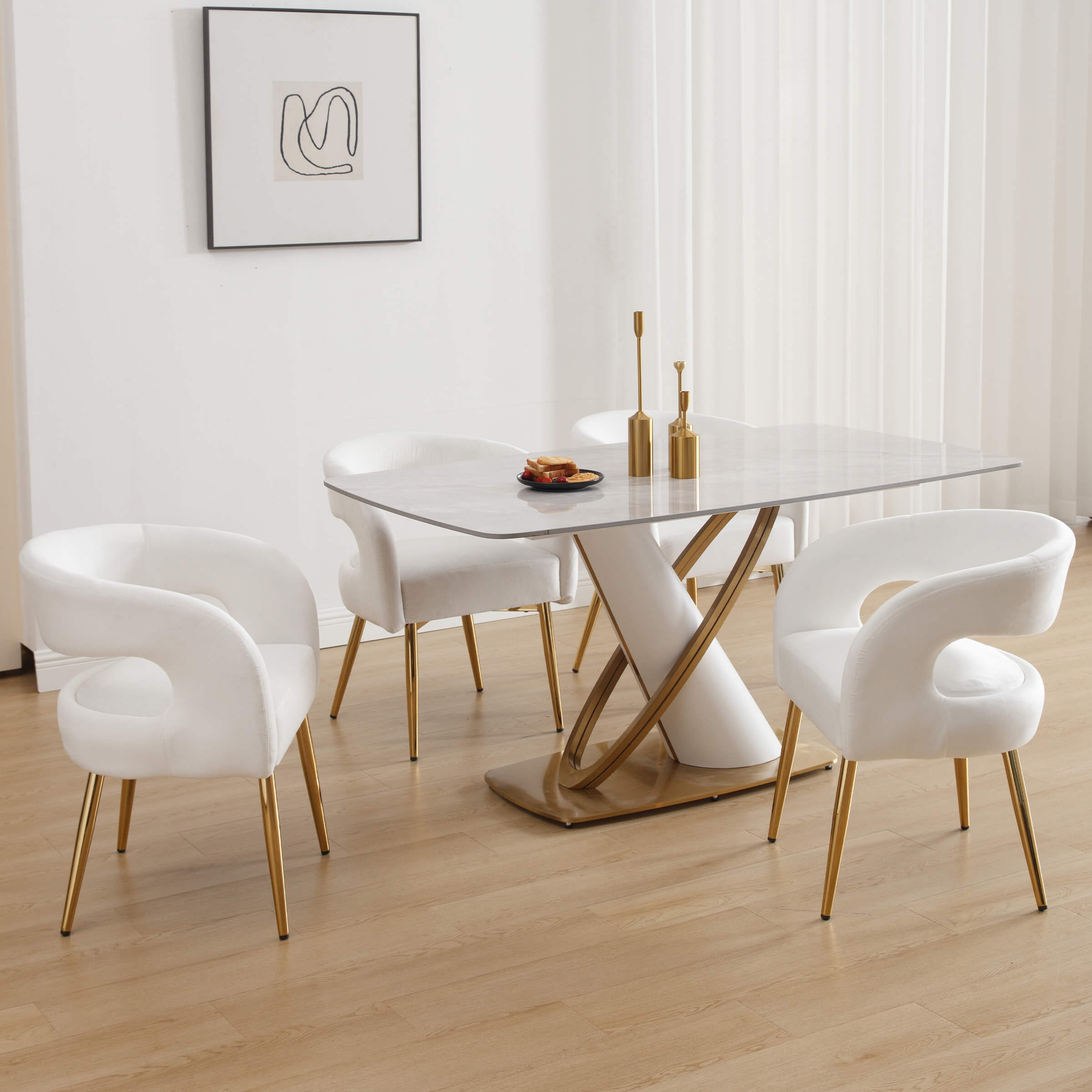 Dining table and chairs set from a distance