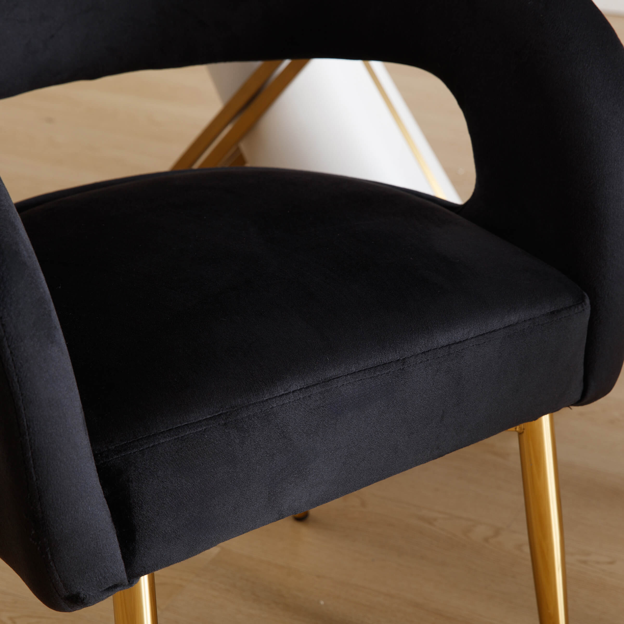 Close-up of chair seat and upholstery
