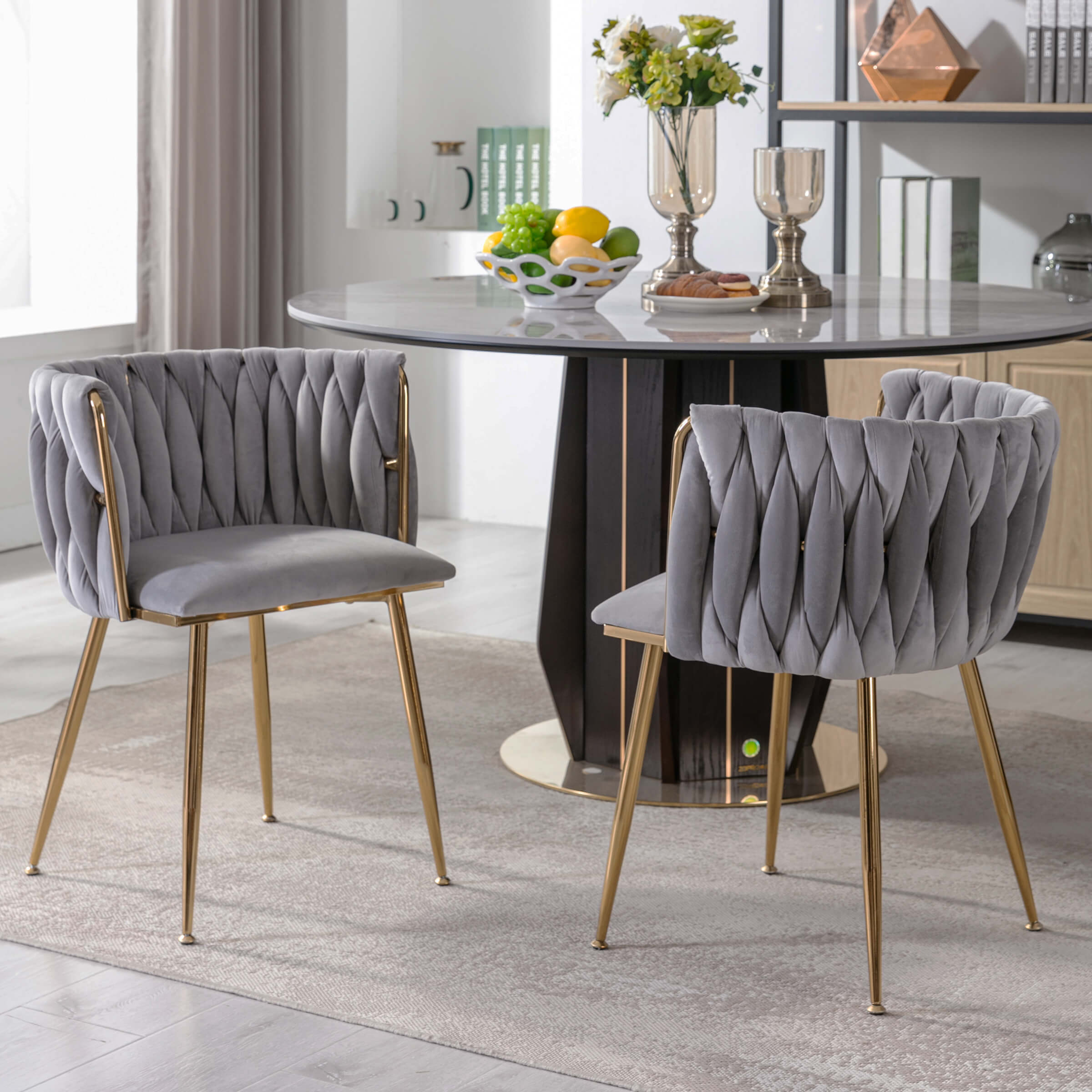 CHICAURA Weaved Backrest Dining Chairs Set of 2 - 6023DC