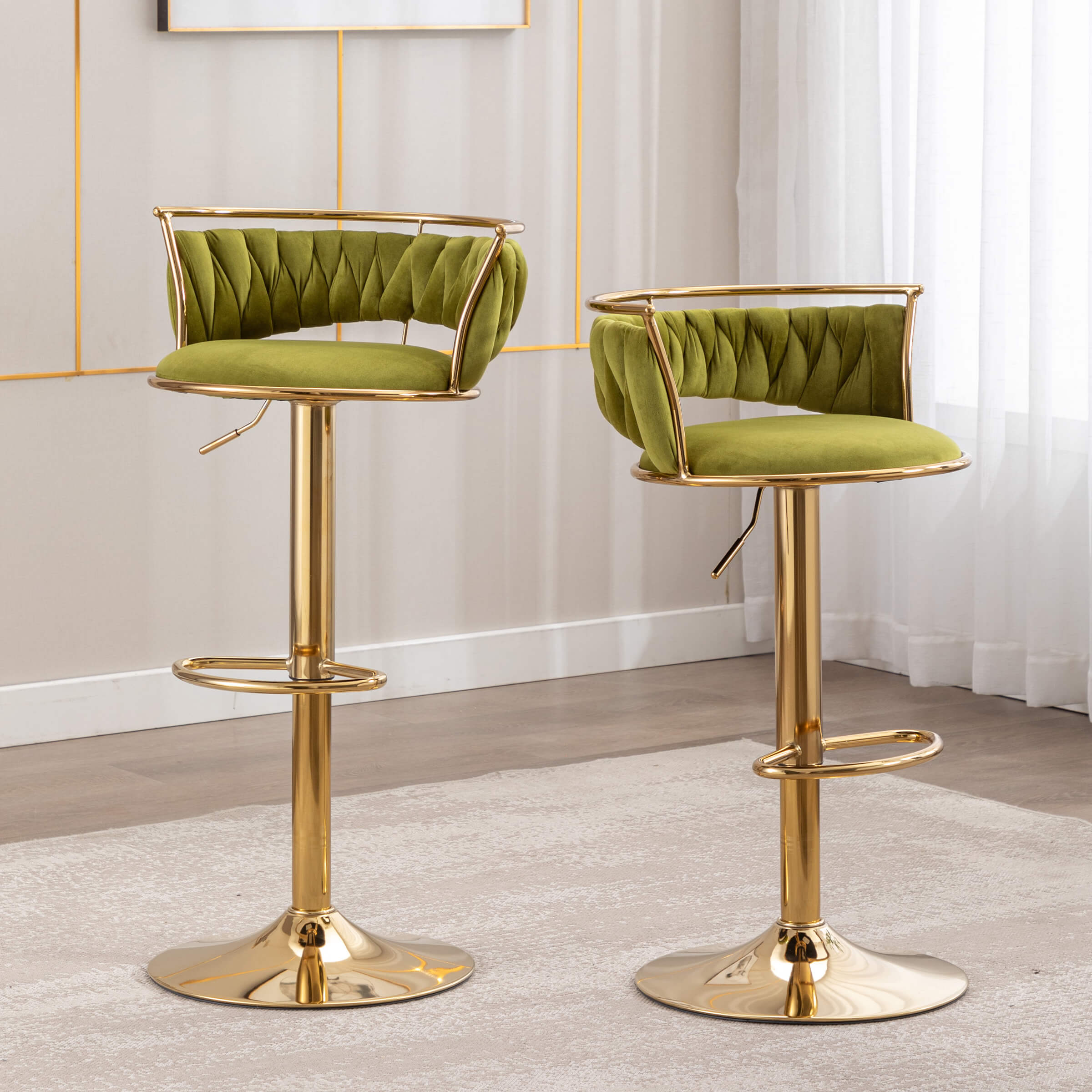 CHICAURA Woven Bar Stools Set of 2 - 6015AB