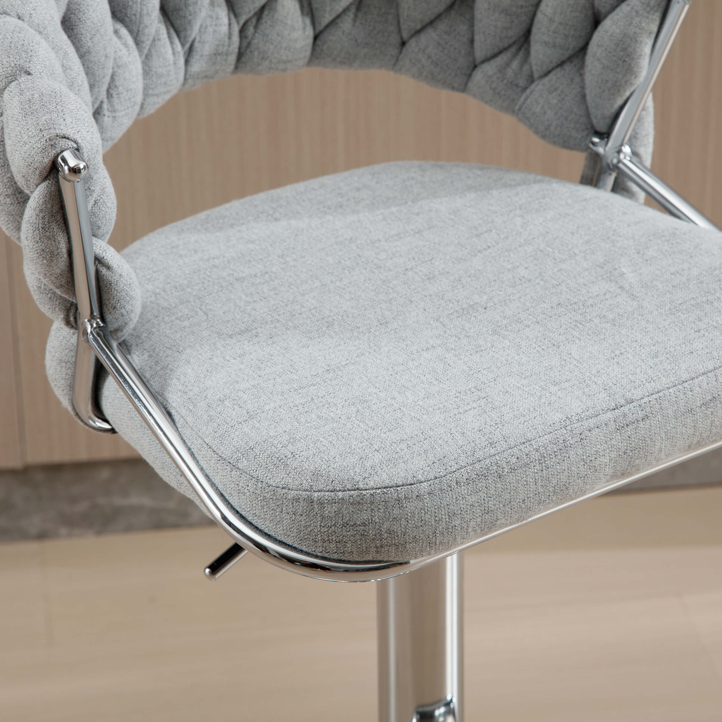 Close-up of grey backrest and arm