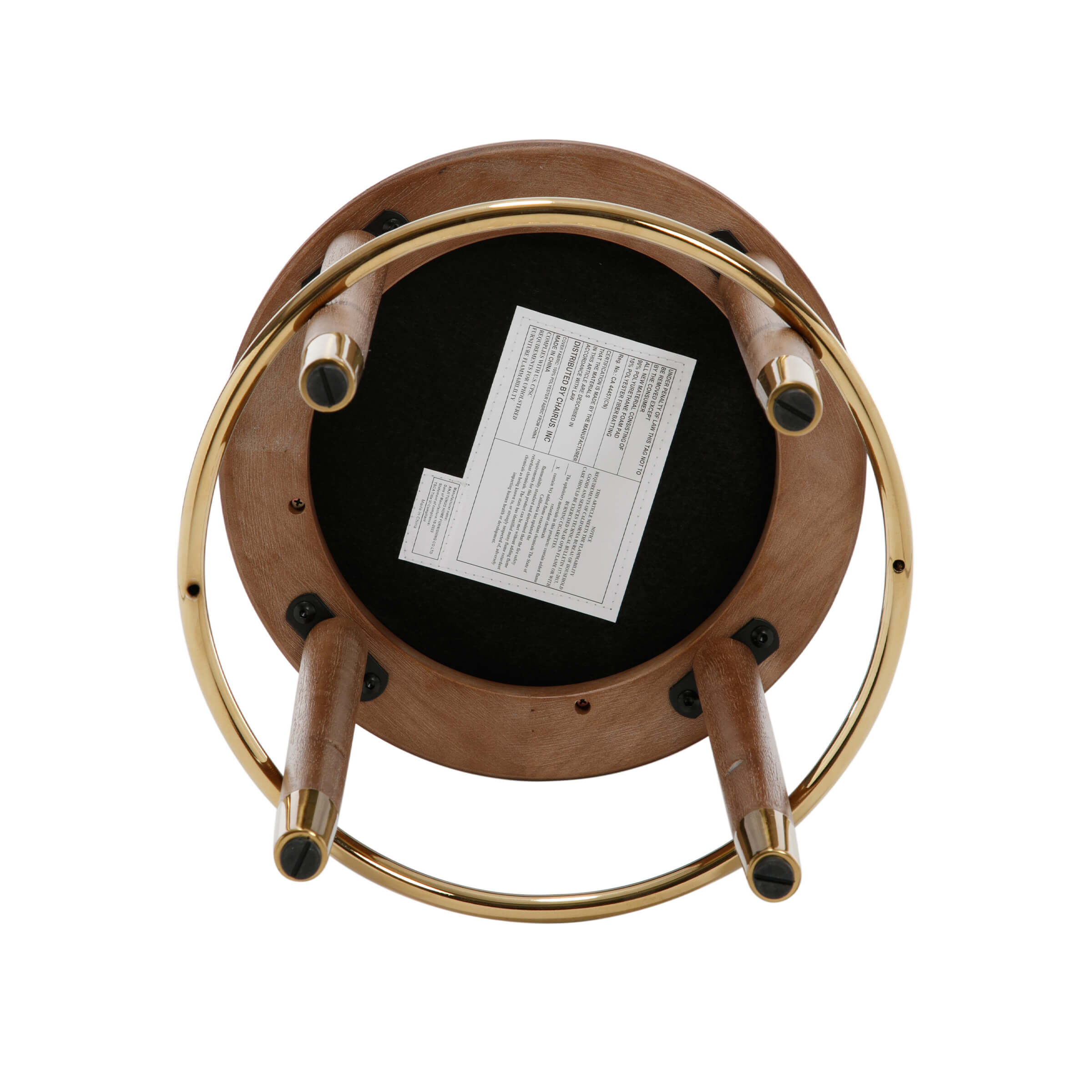 Bottom view with legs and gold ring
