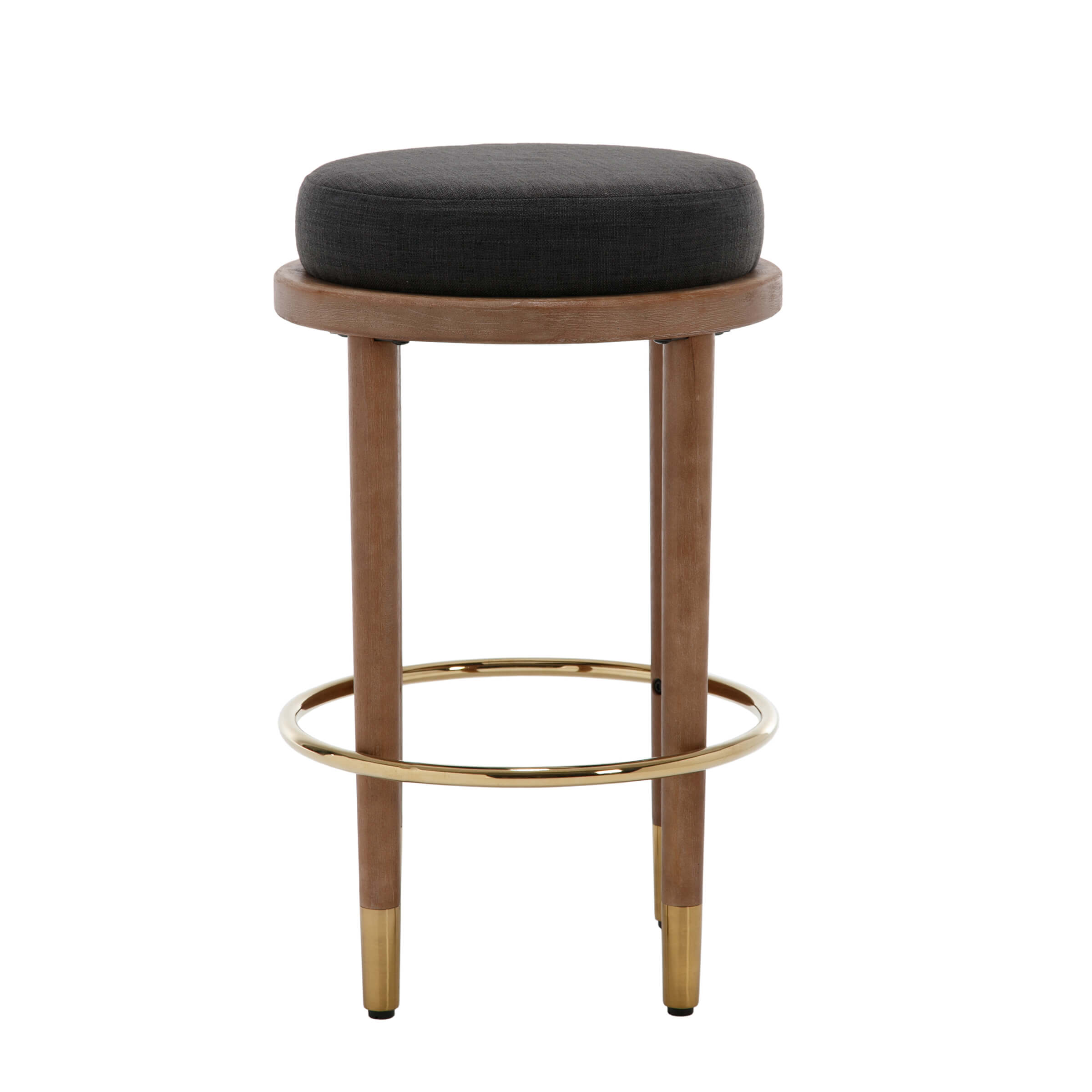 Stool with black cushion on white background