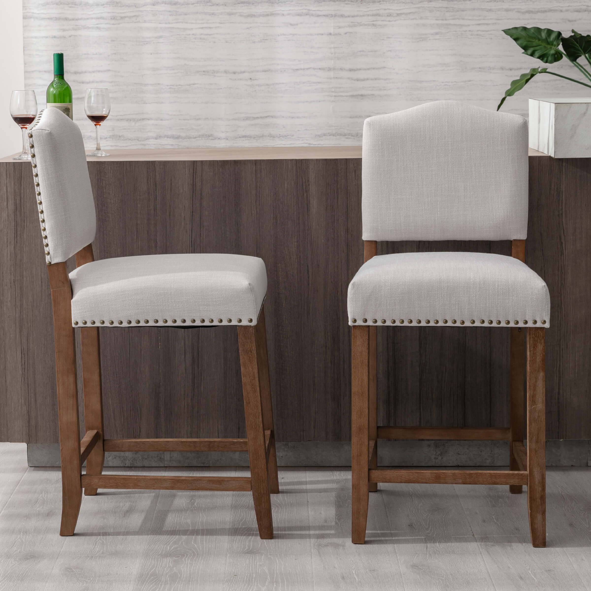 CIMOTA 26"H Linen Counter Height Bar Stools Set of 2 - 5699CS