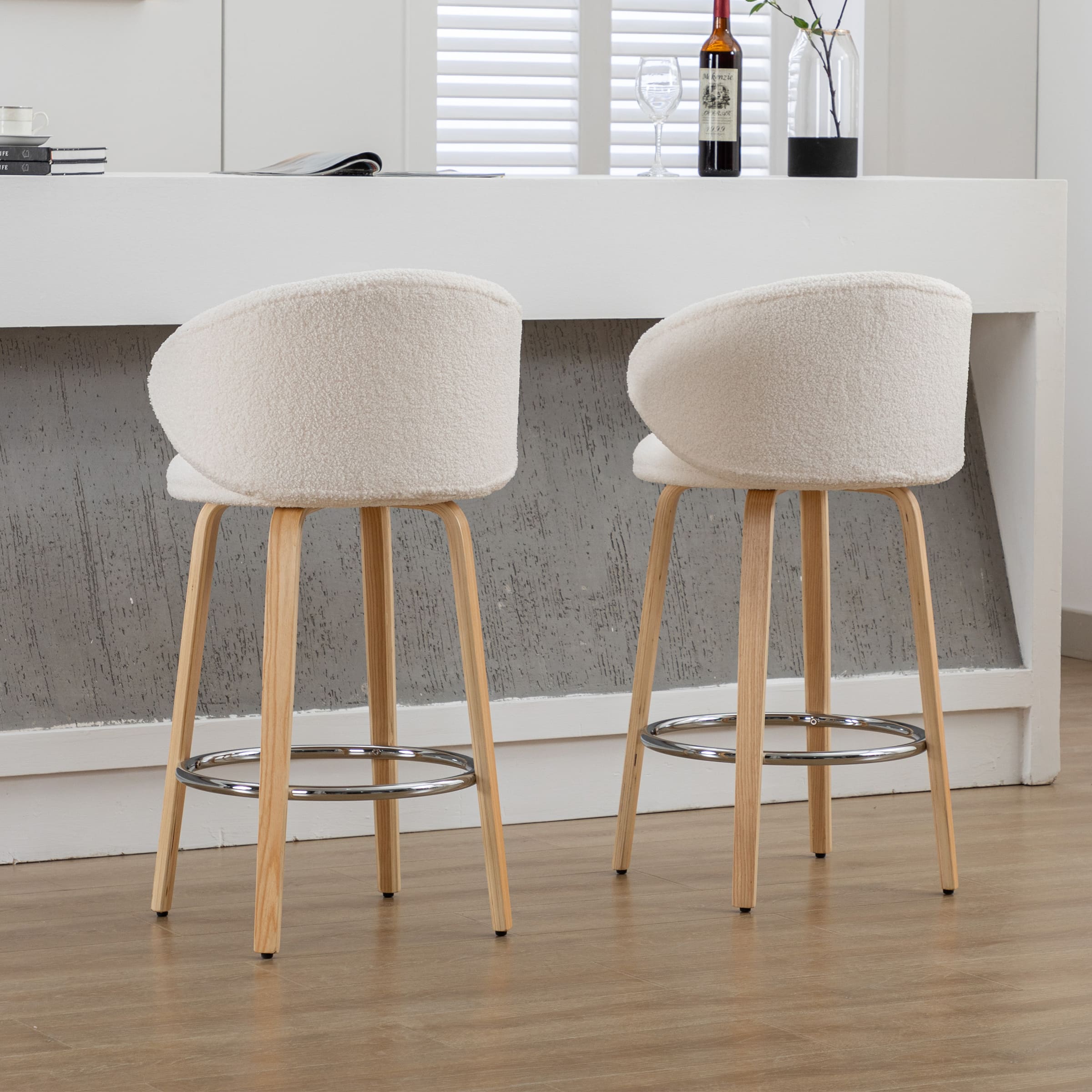 Rear-left and rear-right view of stools showing back and legs