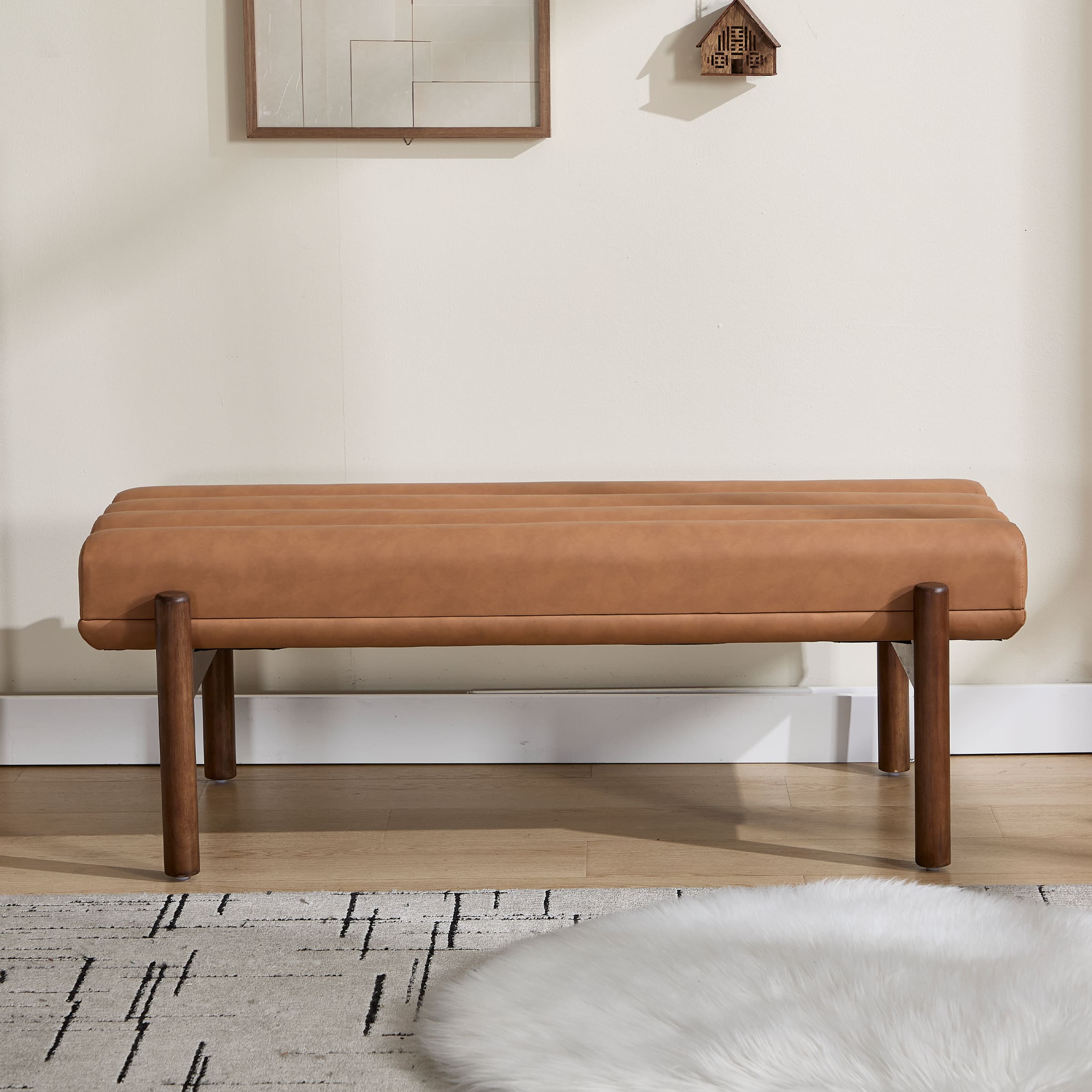 CIMOTA 47" W Entryway Bench with Solid Wood Legs - 3248BH