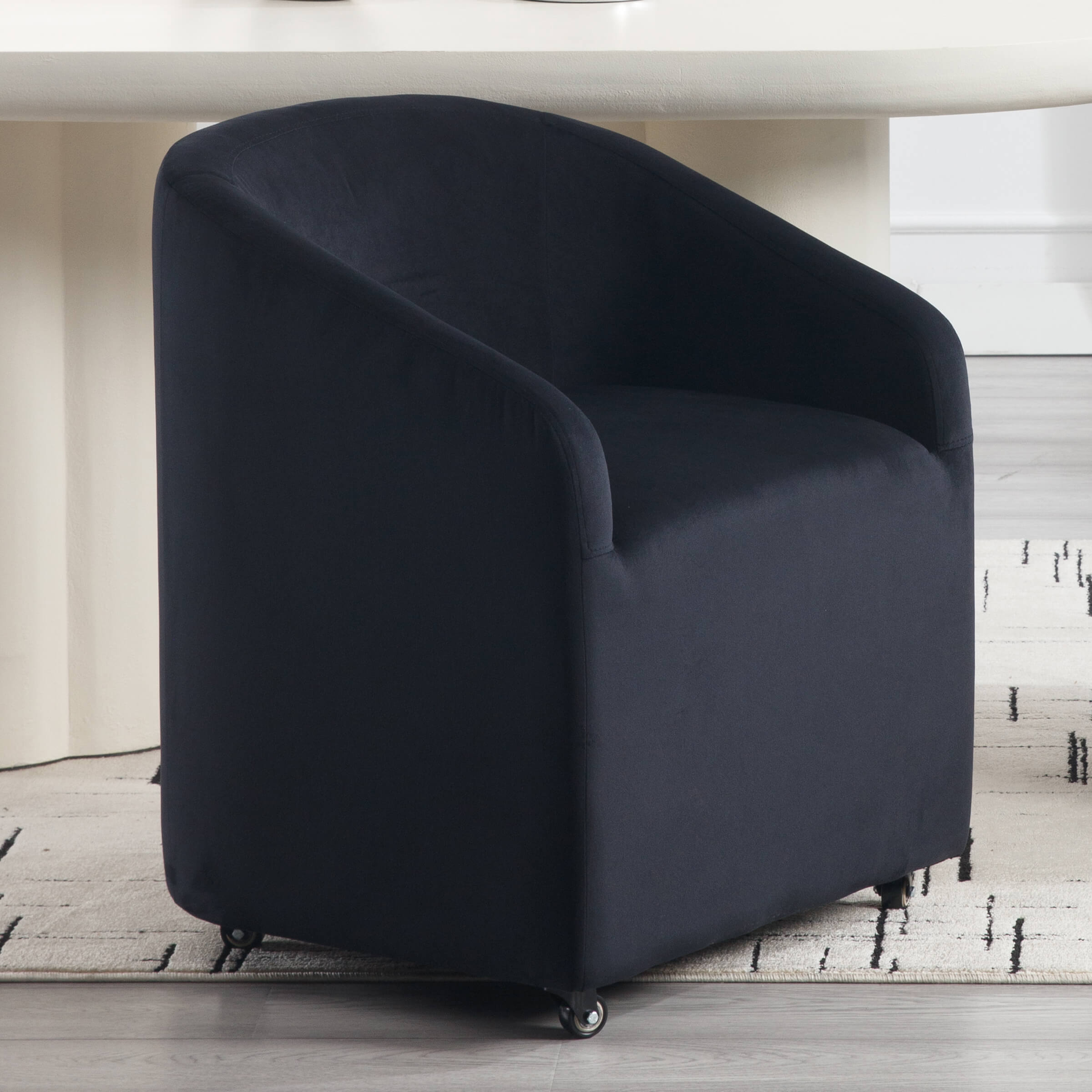 CIMOTA Black Barrel Dining Chairs with Swivel Casters 1 PCS - X297