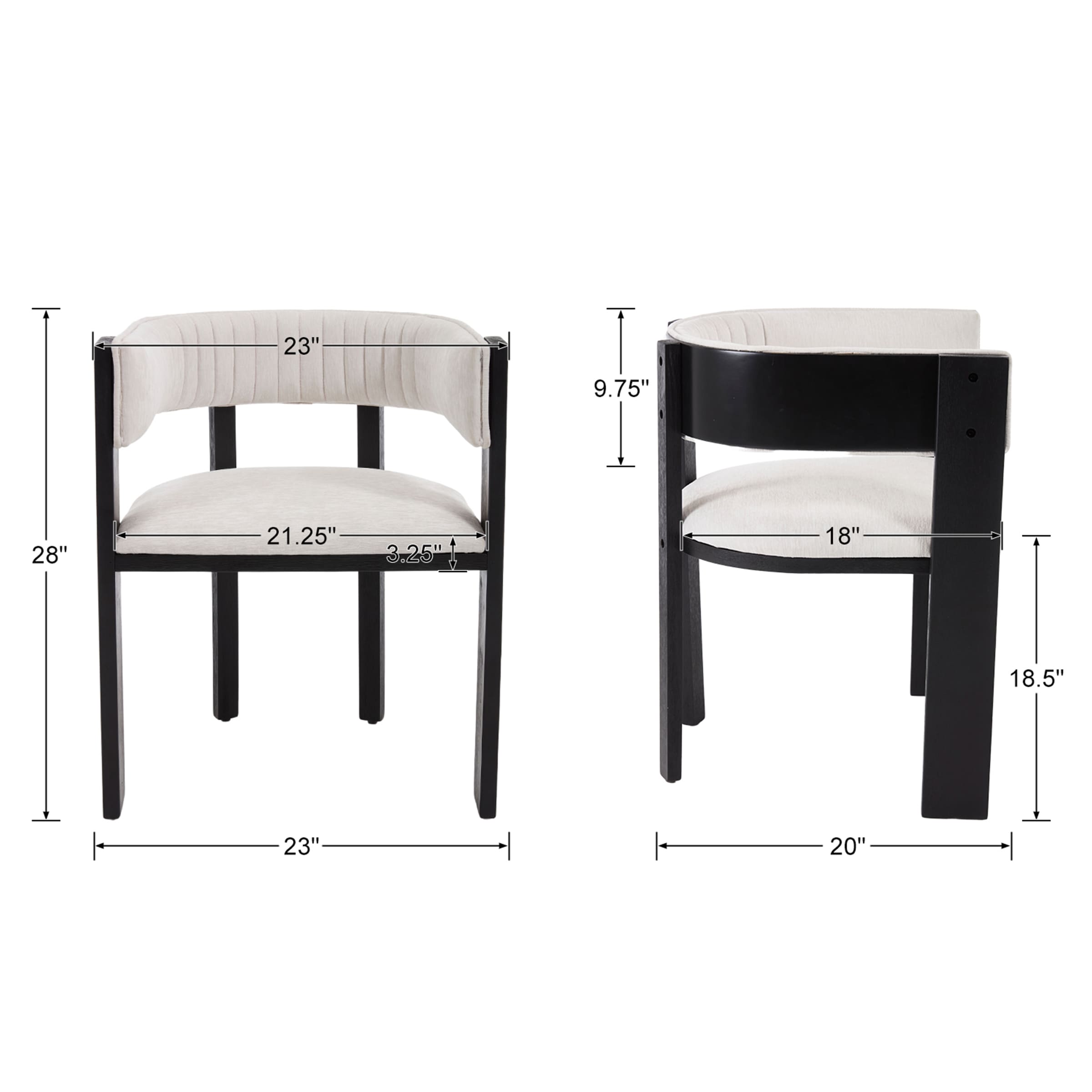 CIMOTA Curved Back Barrel Dining Chairs Set of 2 - 6198DC