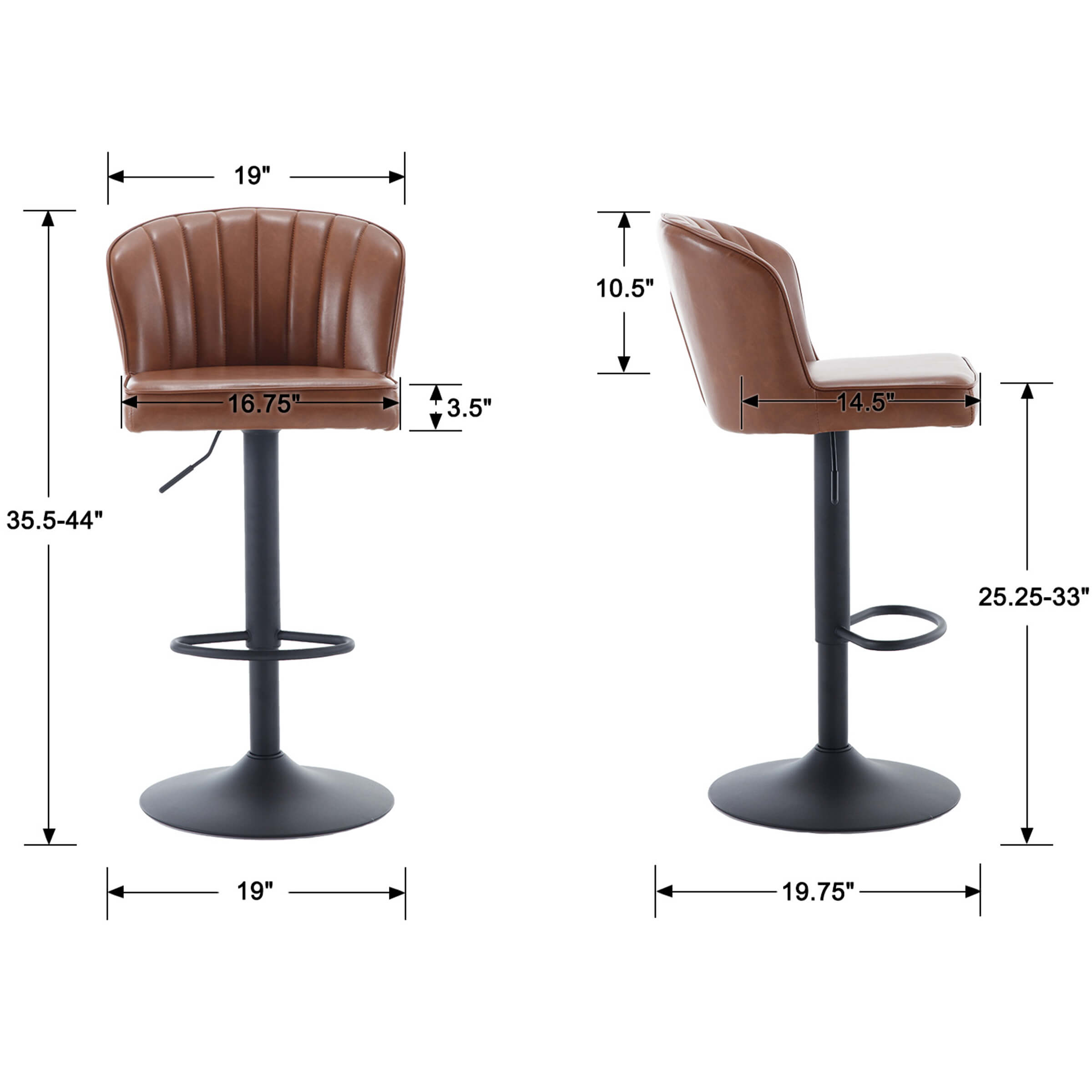 Mid-Century Upholstered Curved Back Counter Stools Set of 2 - 8684