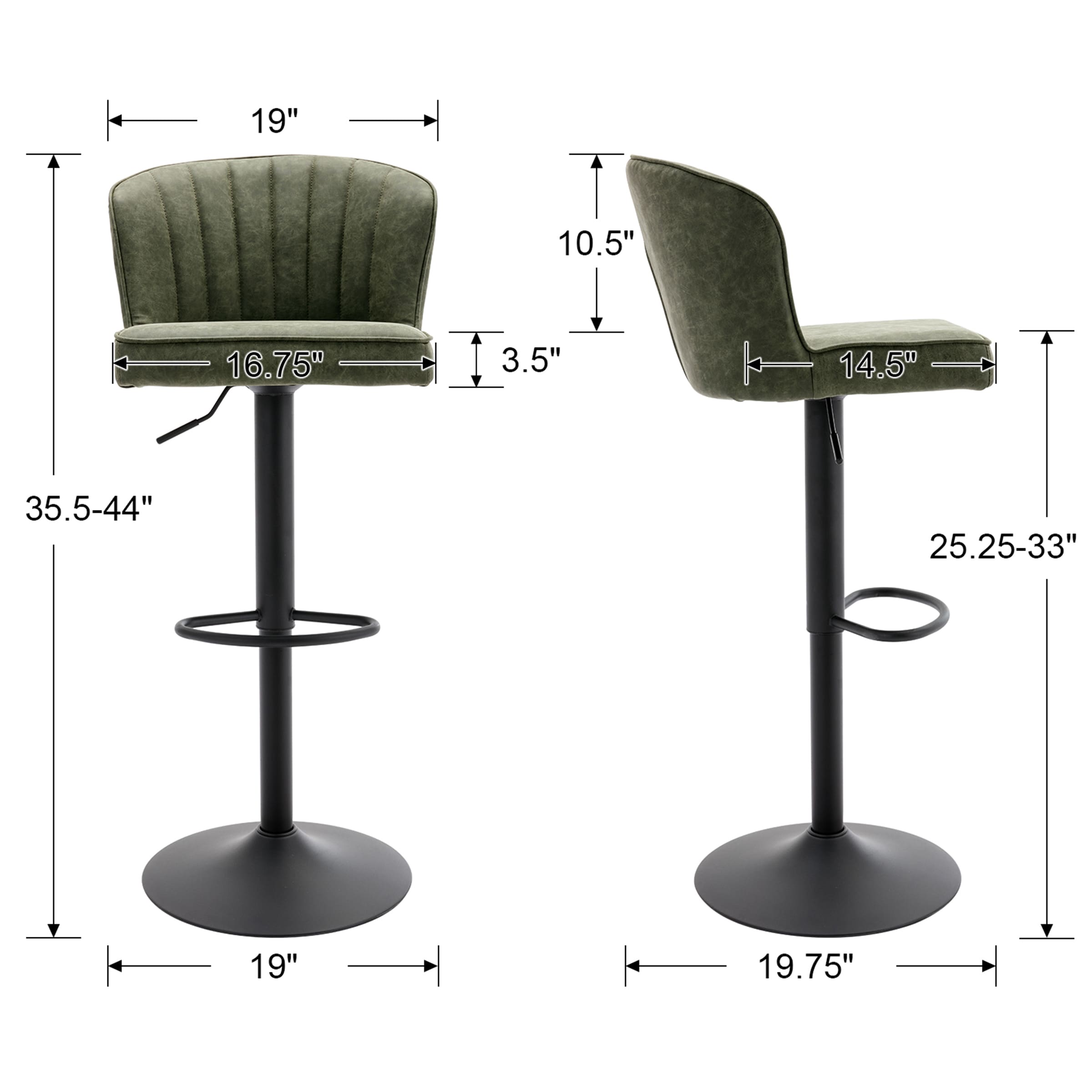 Mid-Century Upholstered Curved Back Counter Stools Set of 2 - 8684