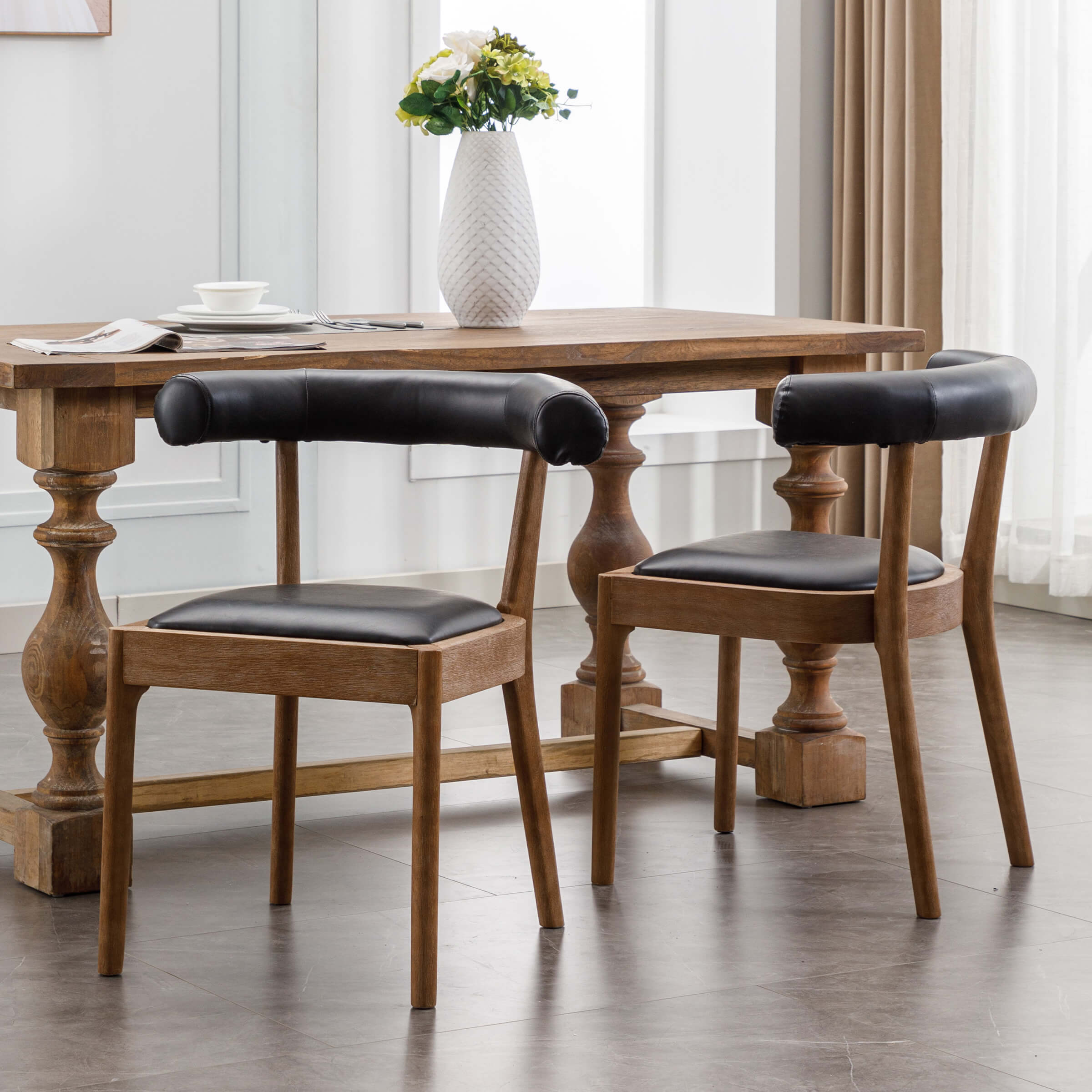 CIMOTA Curved Farmhouse Kitchen Chair Set of 2 - 1929DC