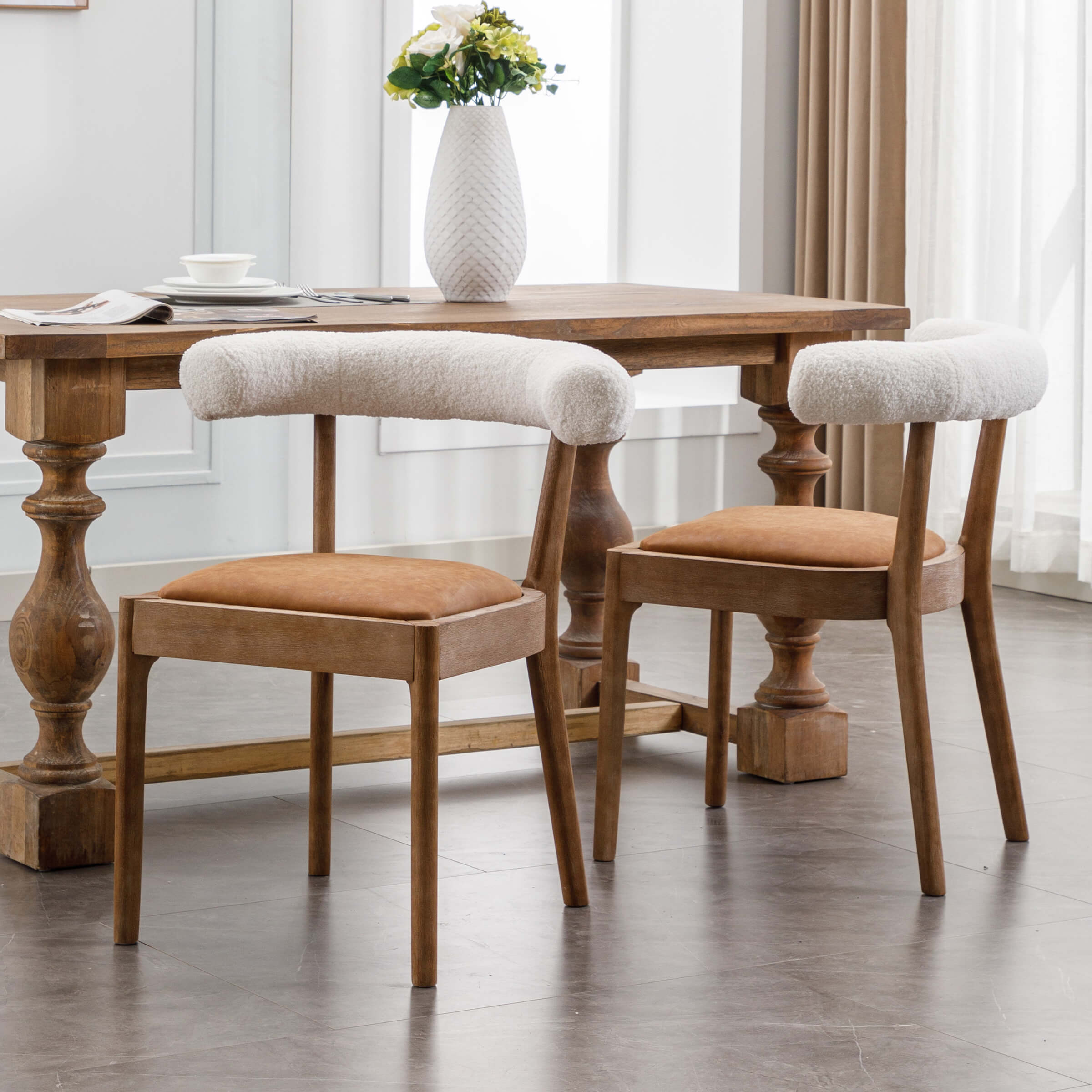 CIMOTA Curved Farmhouse Kitchen Chair Set of 2 - 1929DC