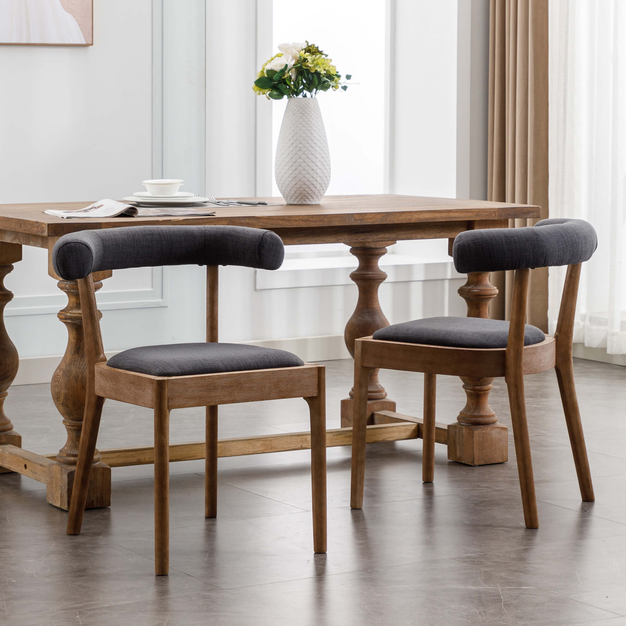 CIMOTA Curved Farmhouse Kitchen Chair Set of 2 - 1929DC