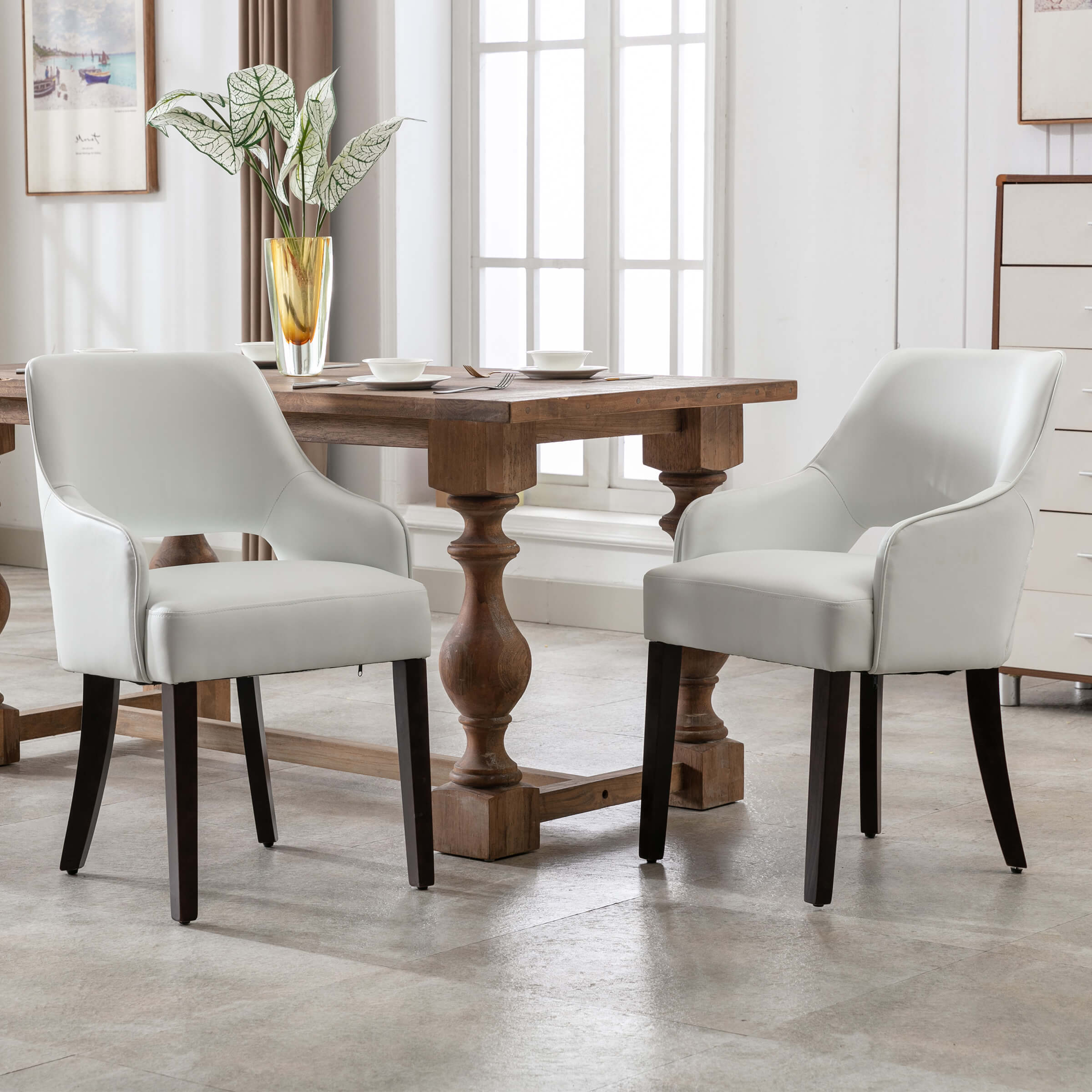 CIMOTA Cutout Back Upholstered Dining Armchair Set of 2 - 7550