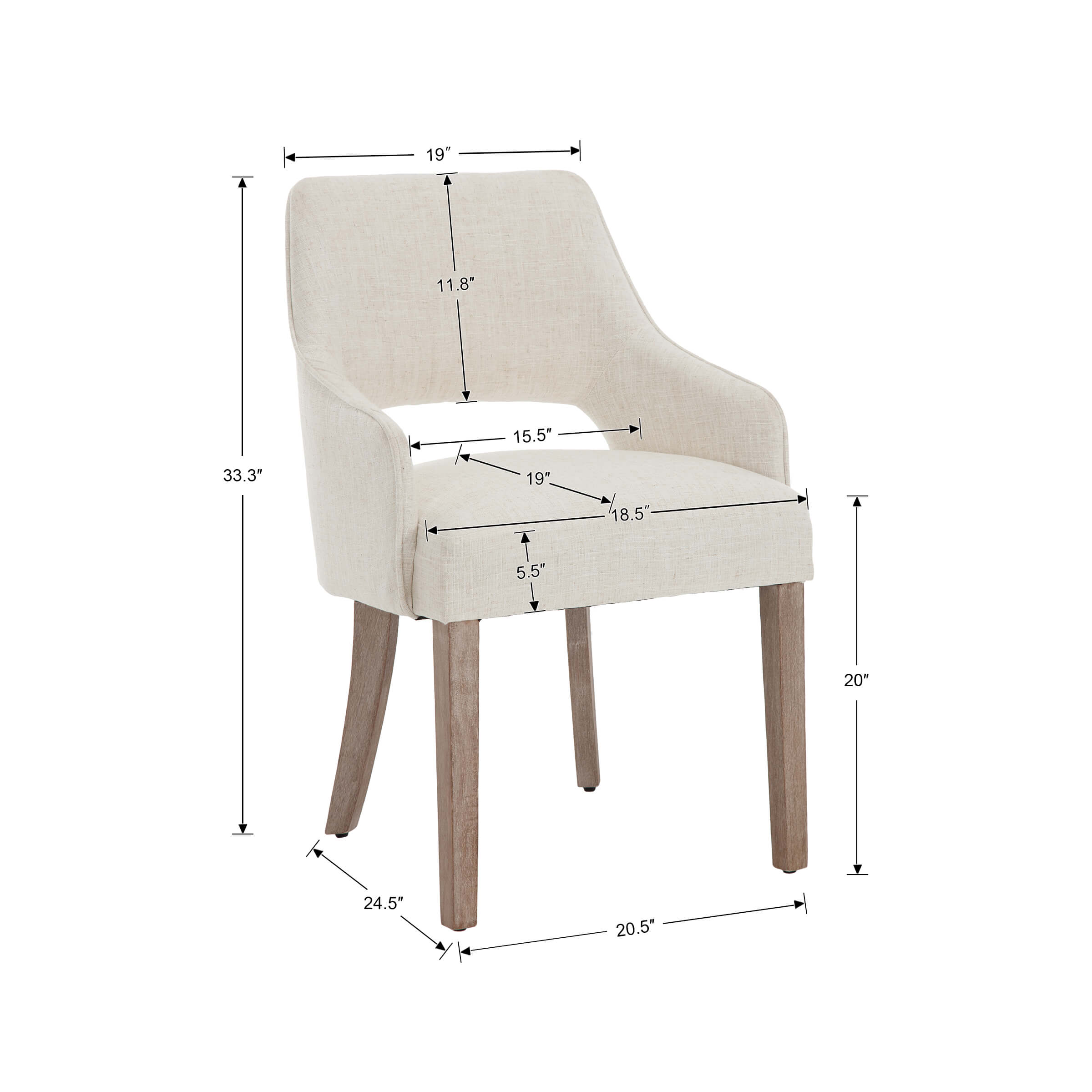 CIMOTA Cutout Back Upholstered Dining Armchair Set of 2 - 7550