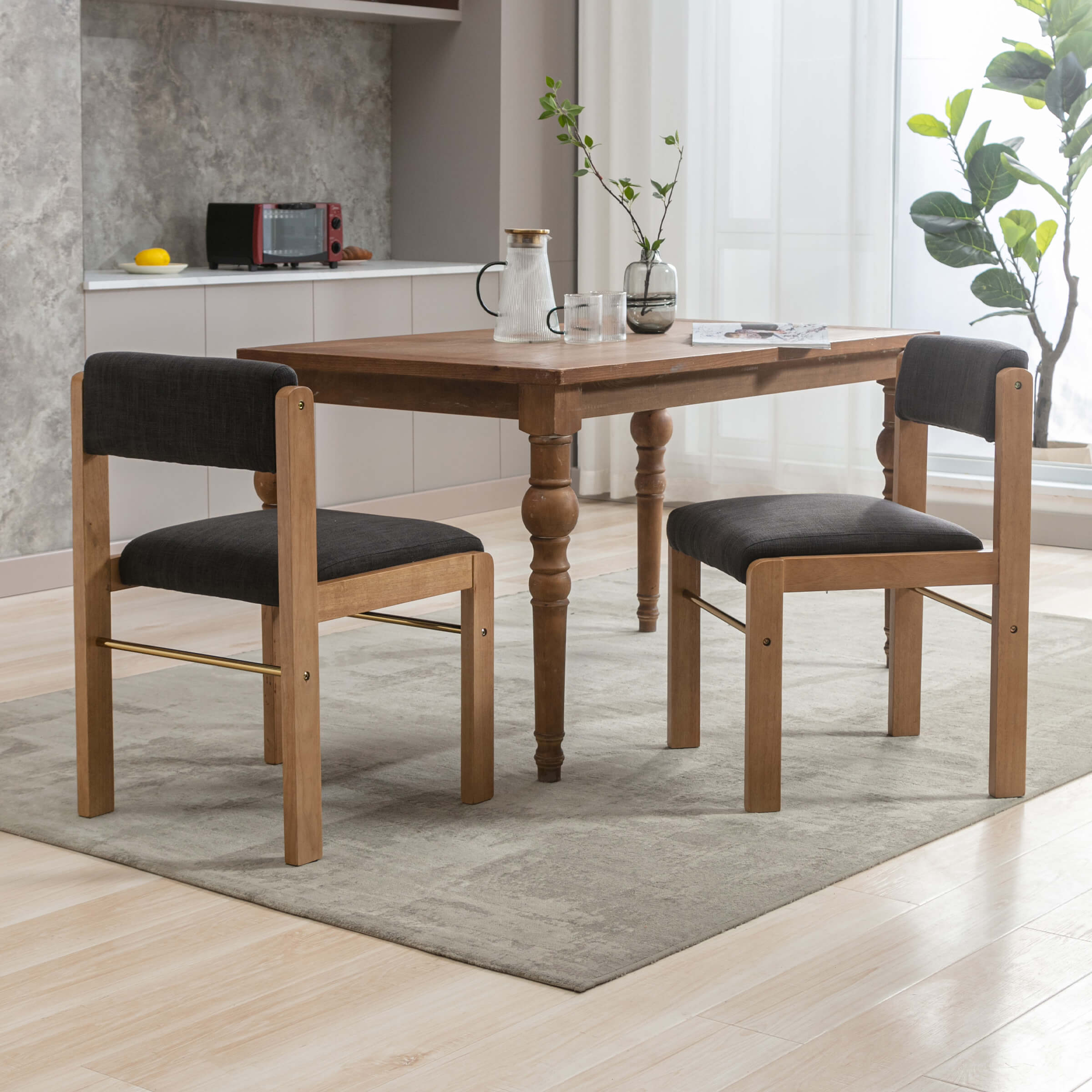 CIMOTA Farmhouse Cutout Back Dining Chairs Set of 2 - 1928DC