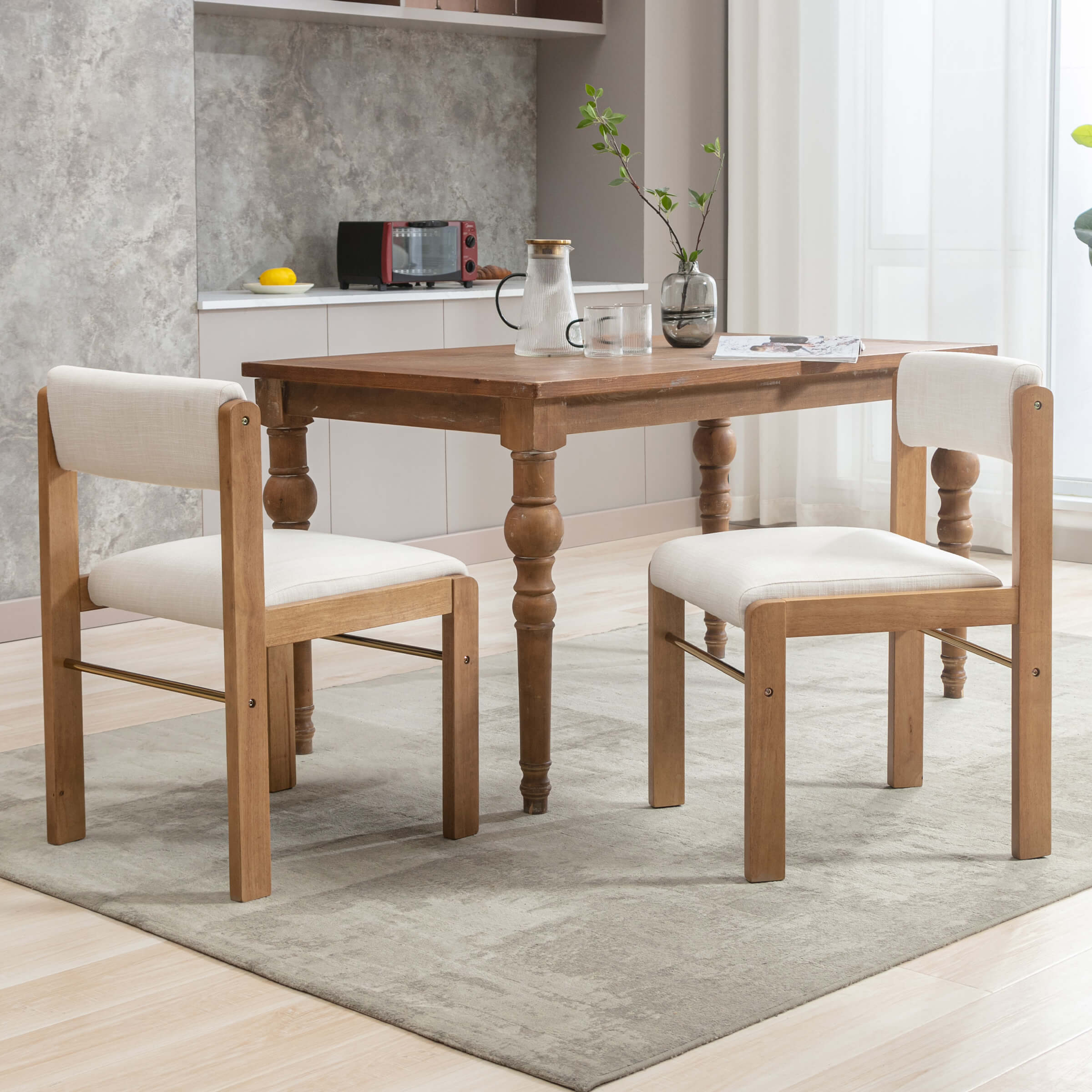 CIMOTA Farmhouse Cutout Back Dining Chairs Set of 2 - 1928DC