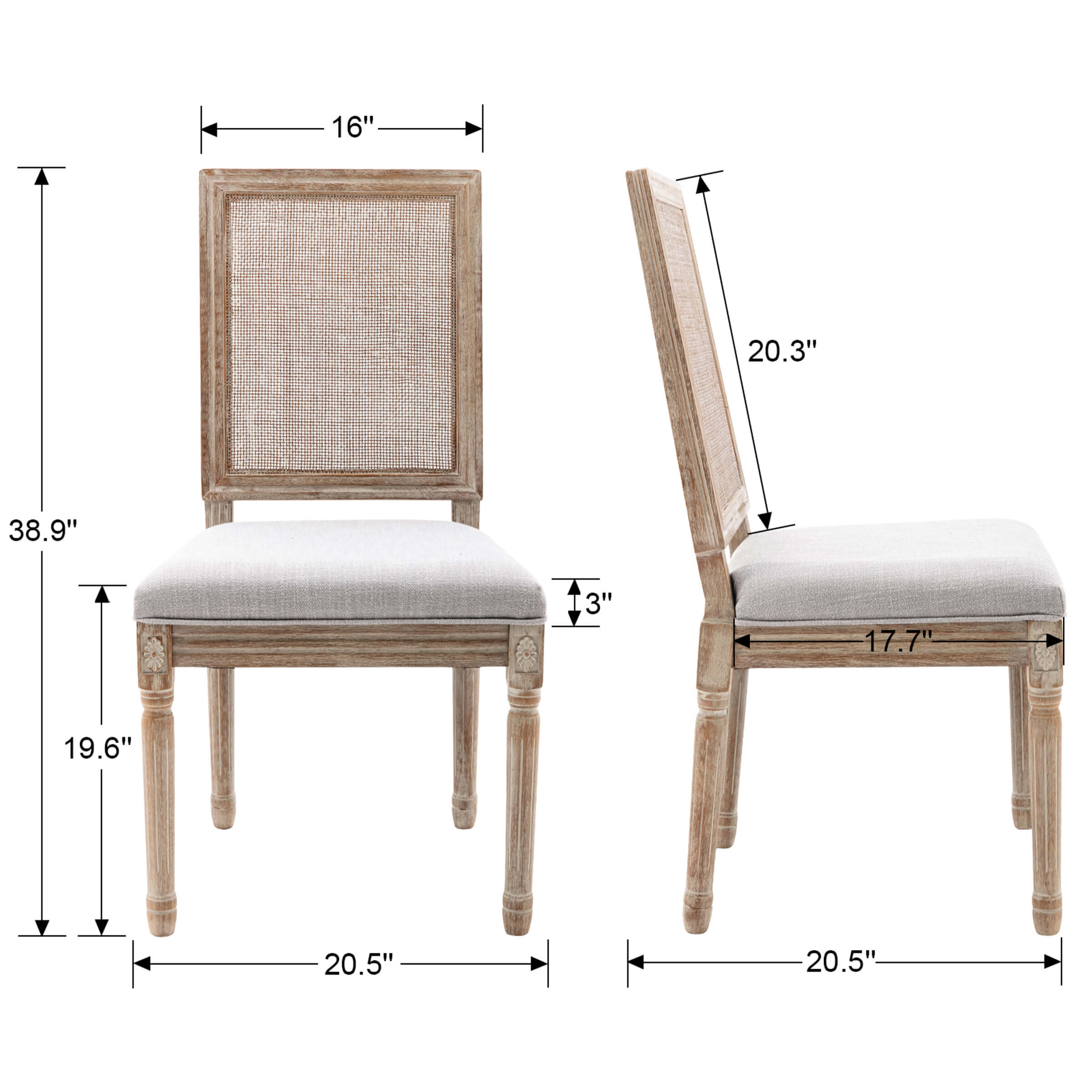 Dimension diagram of chair