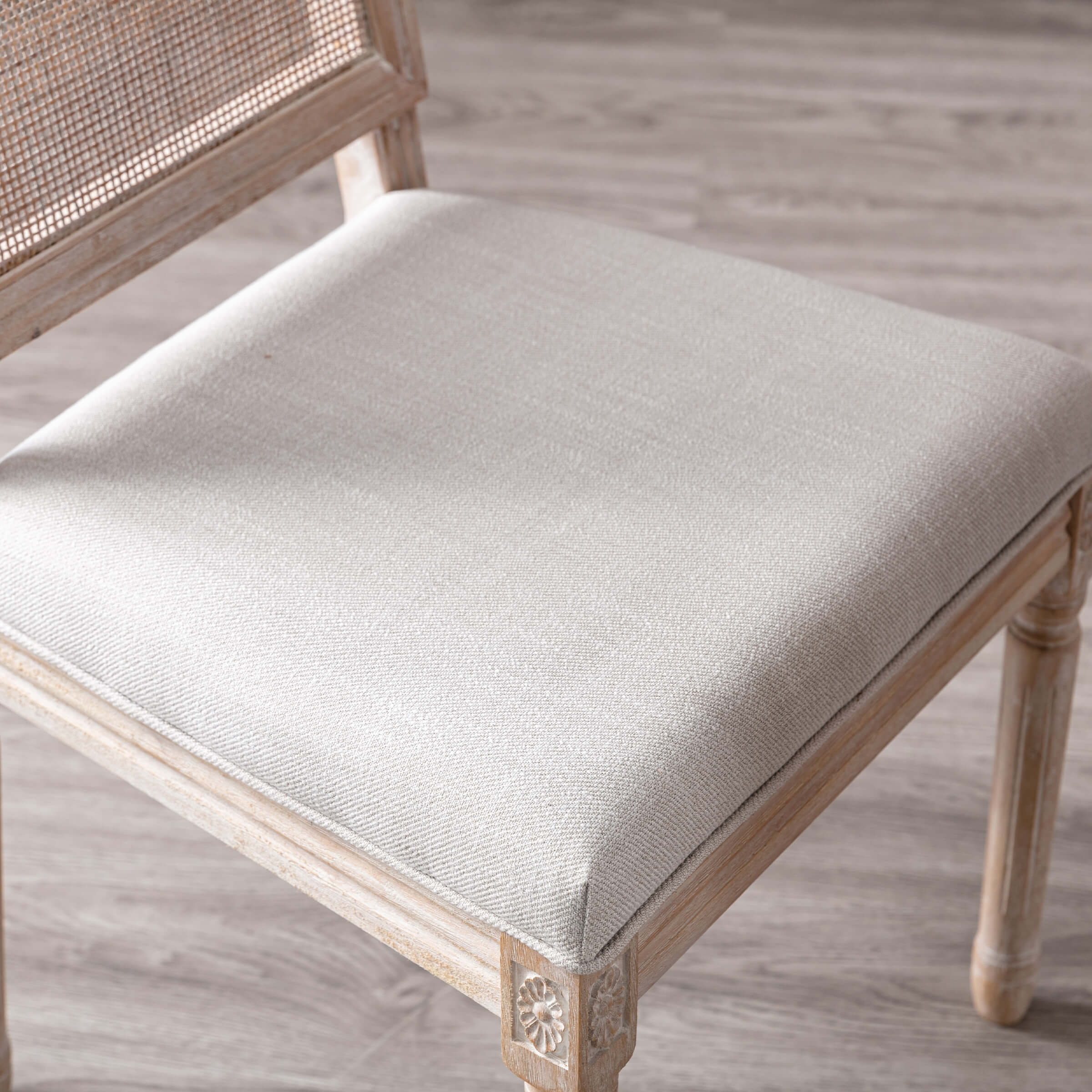 Close-up of chair seat cushion edge