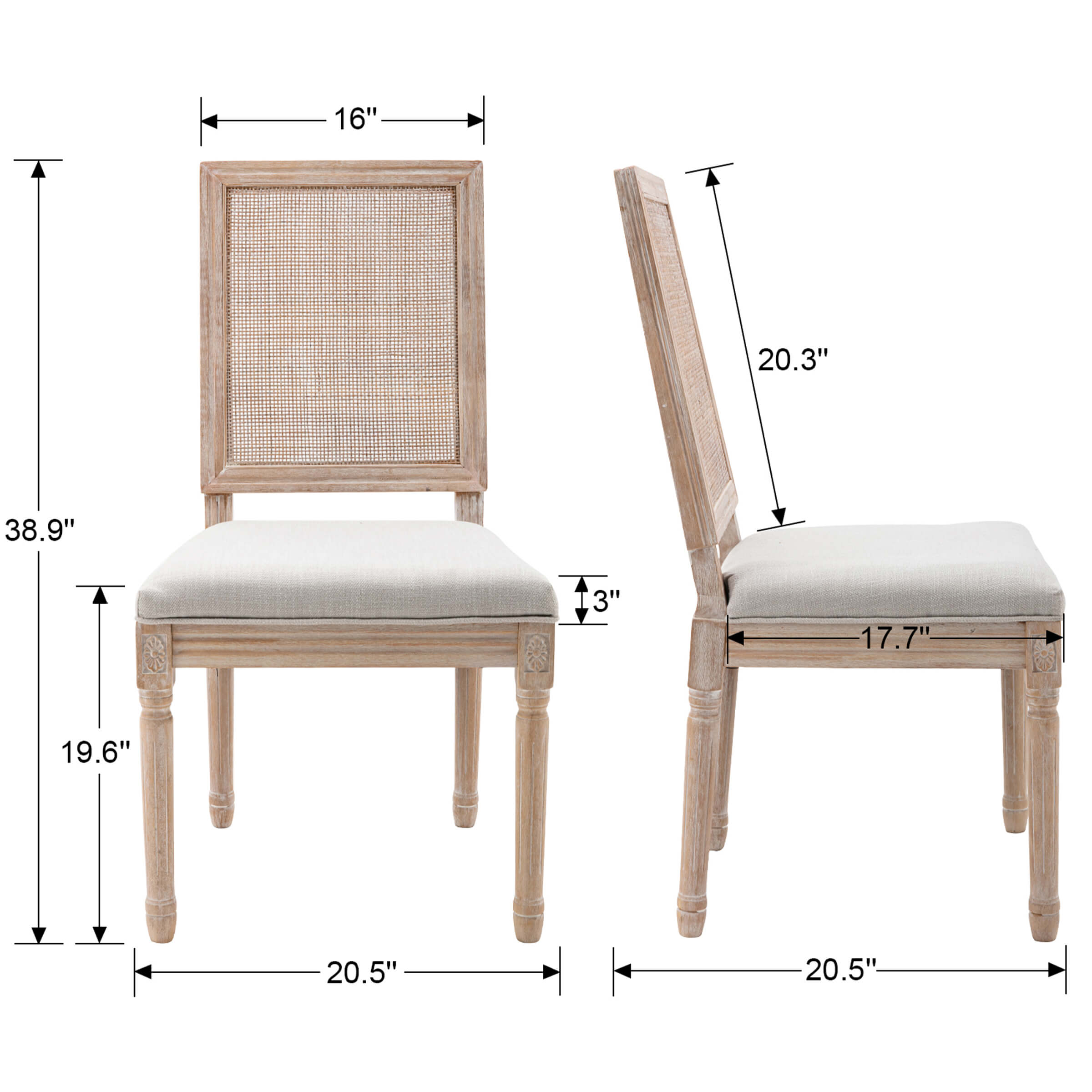 Dimension diagram of chair