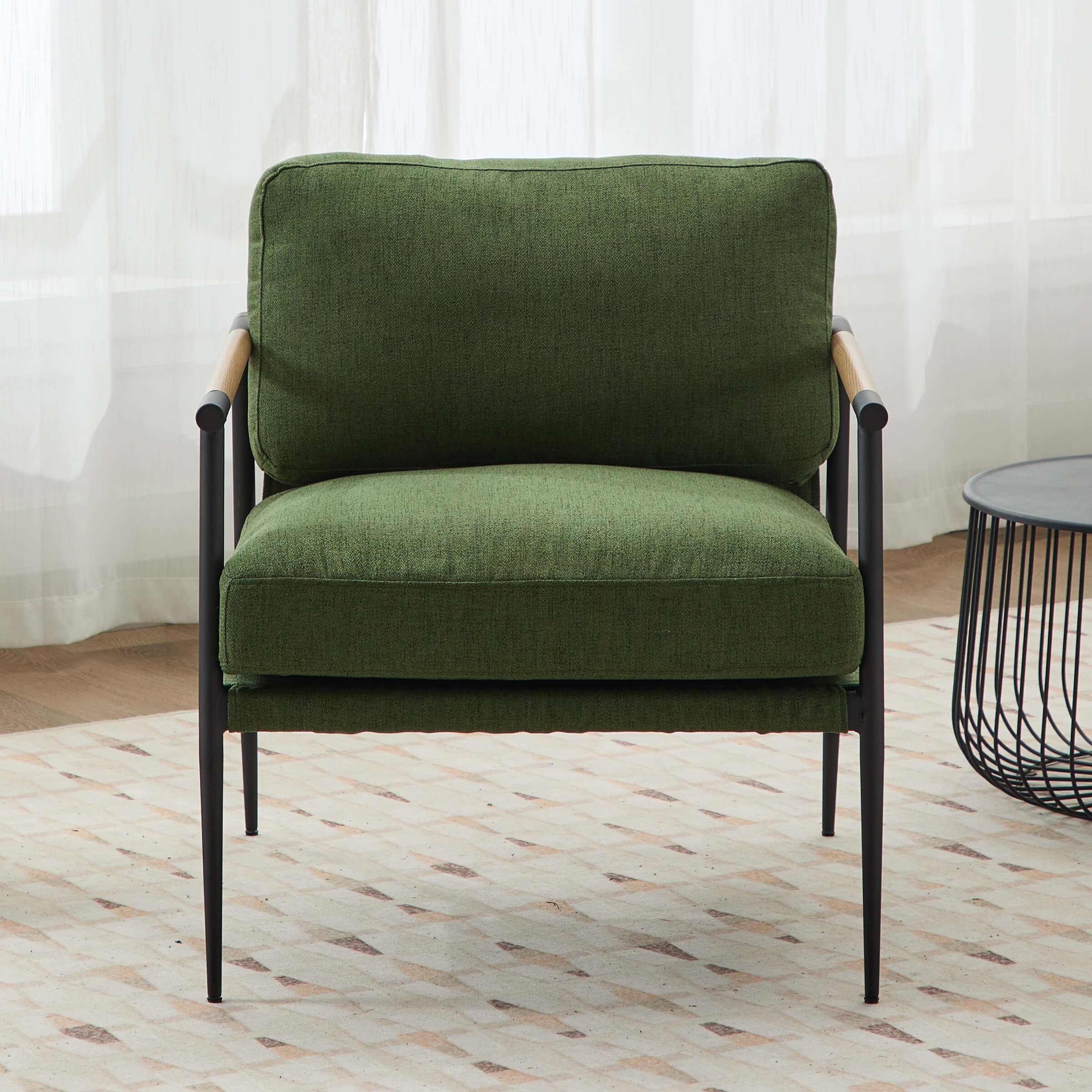 AIDEC ブラウンと黒の花柄アームチェア一人掛け用 Lounge Accent Chair 1 PCS - 19005AC