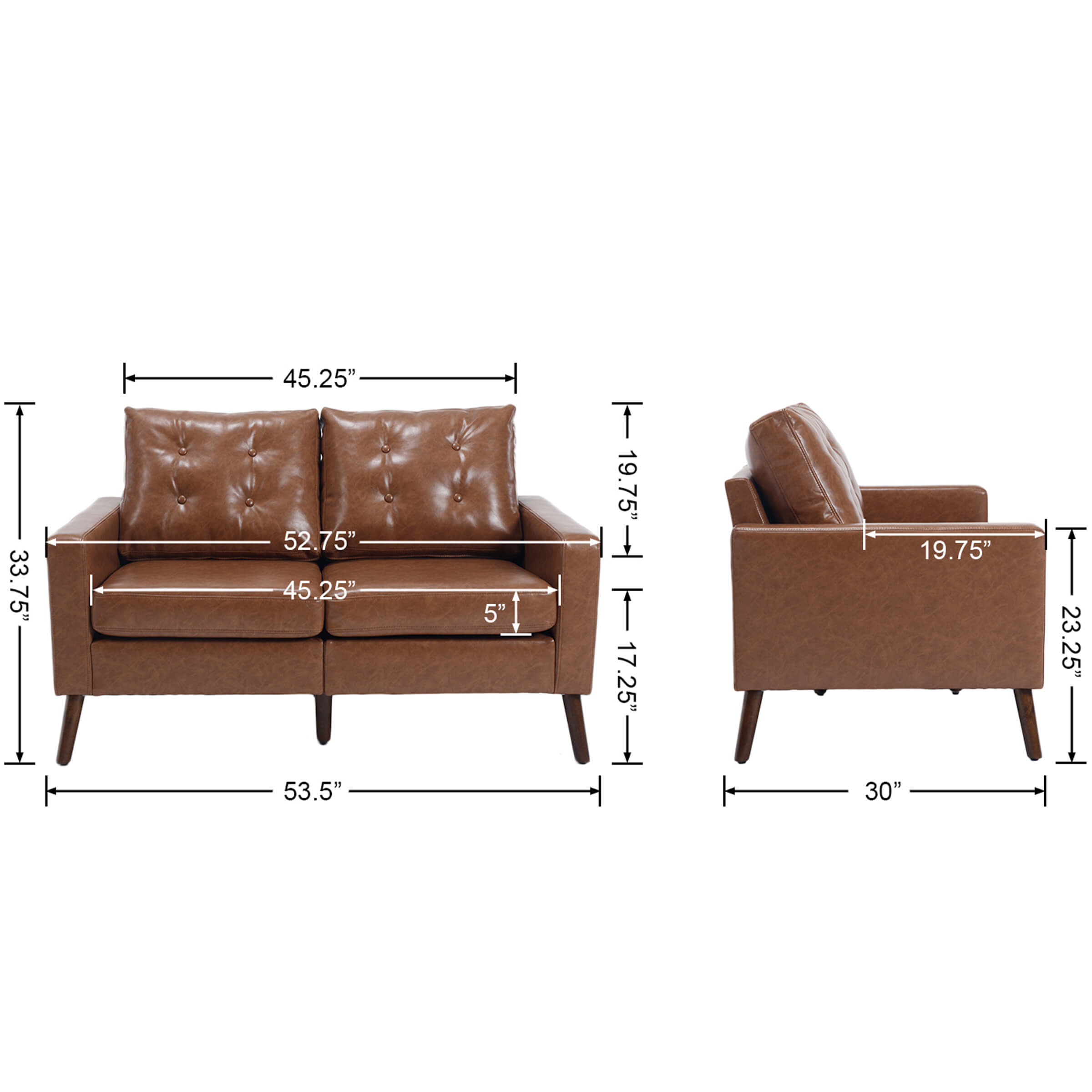 CIMOTA 53”W Mid Century Modern Loveseat Sofa - X168SF