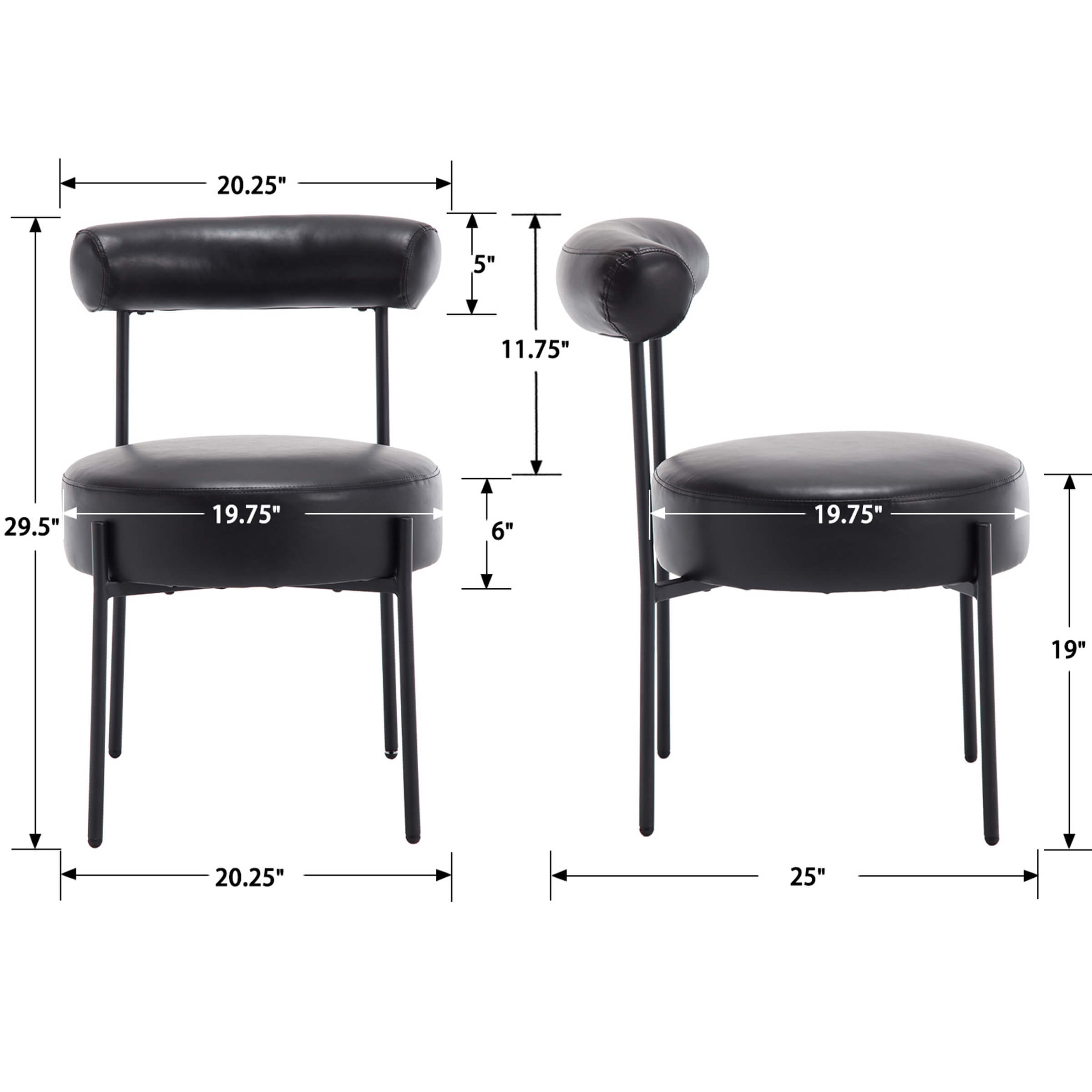 CIMOTA Modern Round Back Dining Chairs Set of 2 - 31003DC