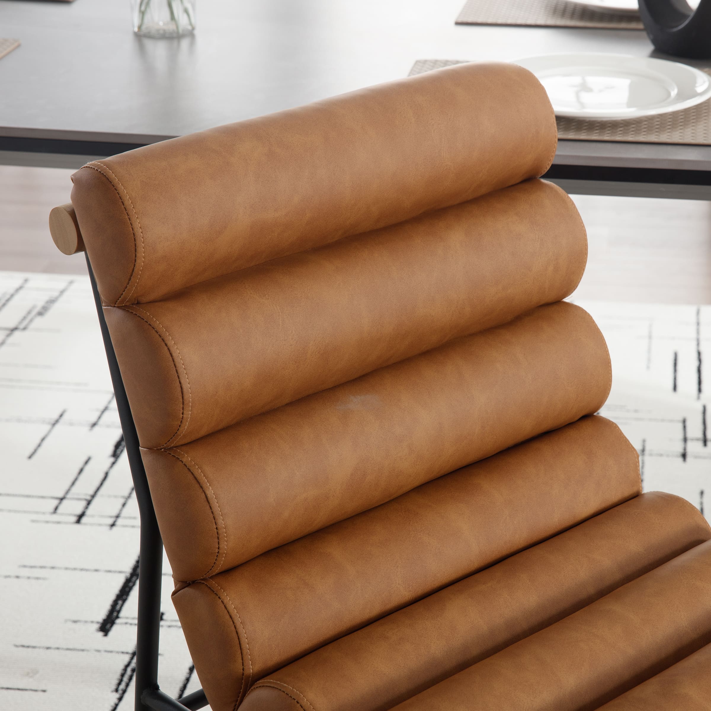 Light brown leather upholstery close-up