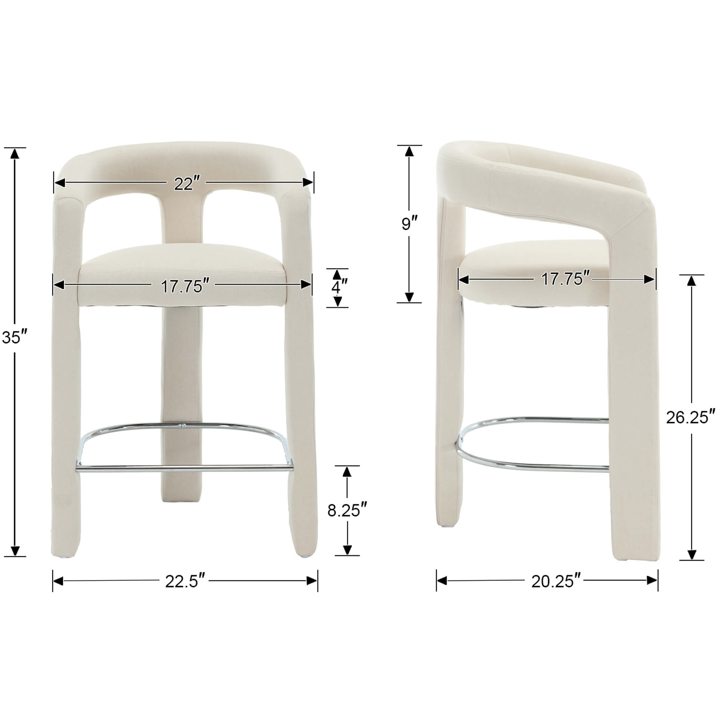 CIMOTA Open Back Counter Stools 1 PCS - 55011CS