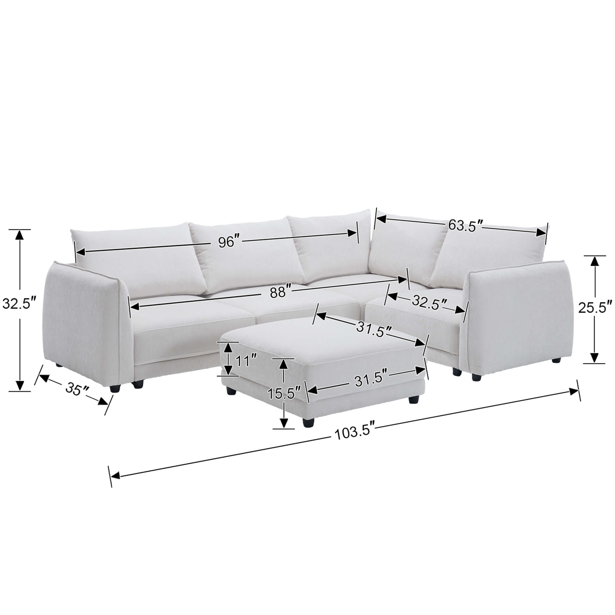 EALSON Oversized Cloud Modular Sectional Sofa - 1020SF